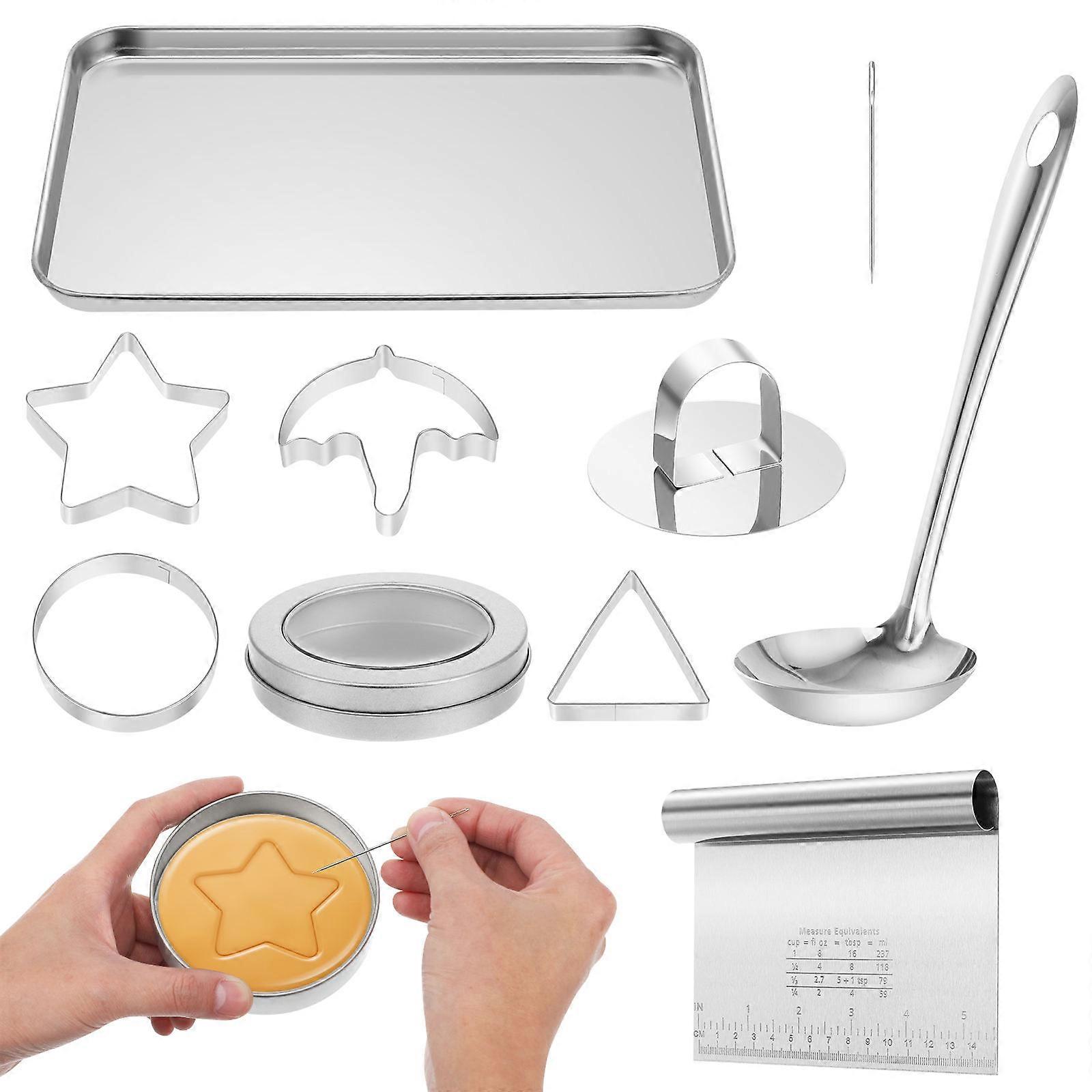 Baking Moulds Set for Making Cookies and Fondant in Silver Stainless Steel Material