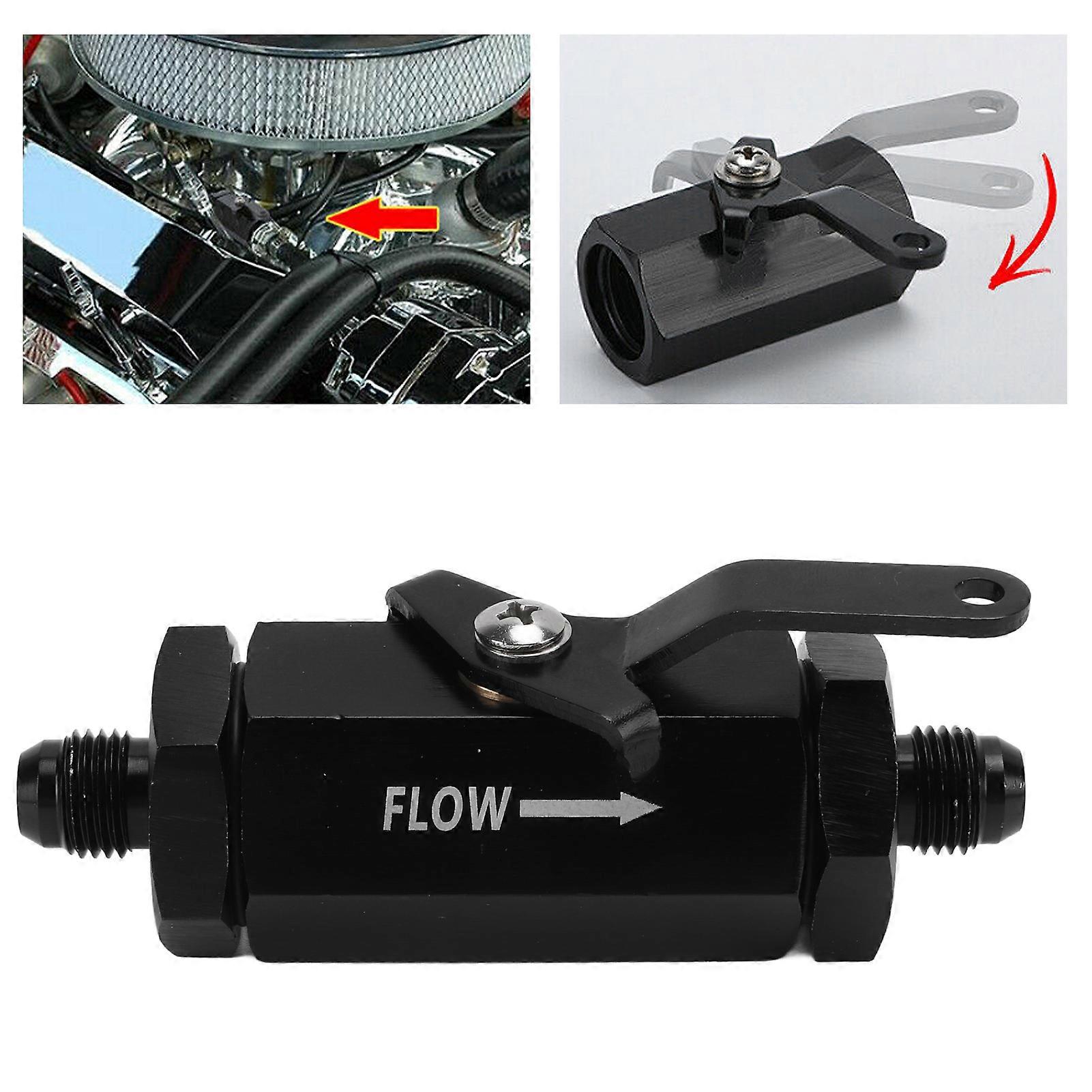 Bilbrændstofafspærringsventil AN6 Fitting Flowkontrol Aluminiumlegering Sort Rustfrit Universal