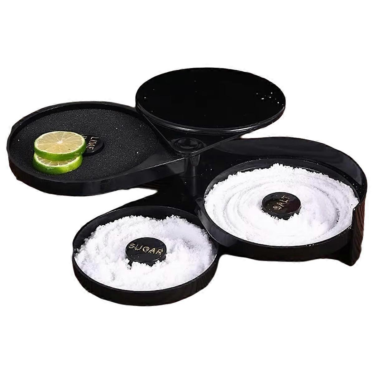 Bar Wine Accessories,3-Layer Rotating Cocktail Seasoning Box, Mixed Salt and Sugar Box, Bar Bartender Mixer Toolbox