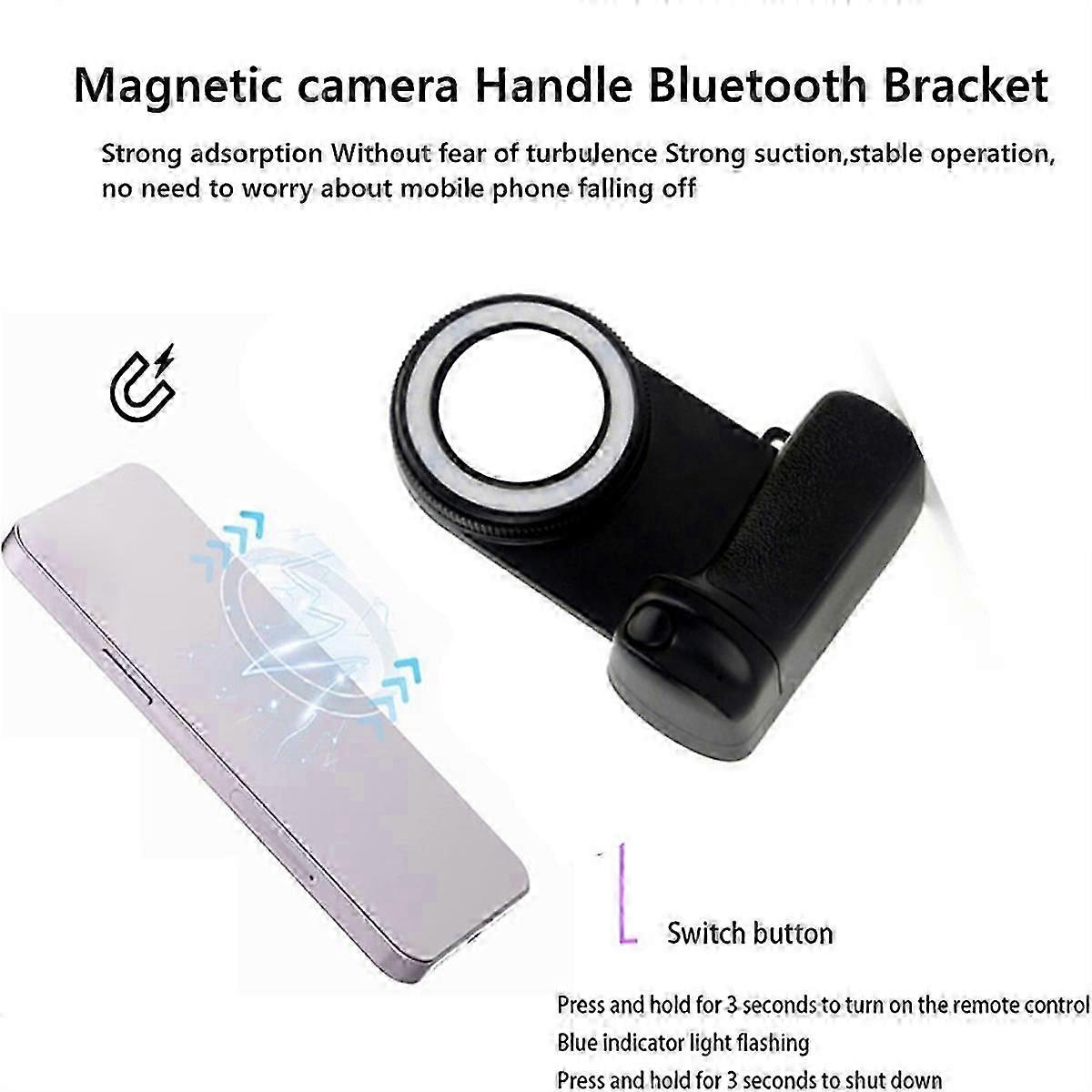 Bluetooth Phone Holder Camera Handle Grip Selfie Stablizer with Fill Light for 16 15 14 Android