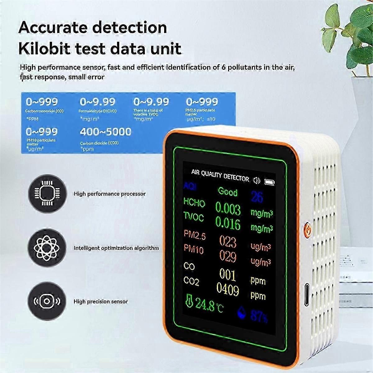 10 in 1 Air Quality Monitor HCHO TVOC PM2.5 PM10 CO CO2 Temperature&Humidity Tester Carbon Dioxide Detector