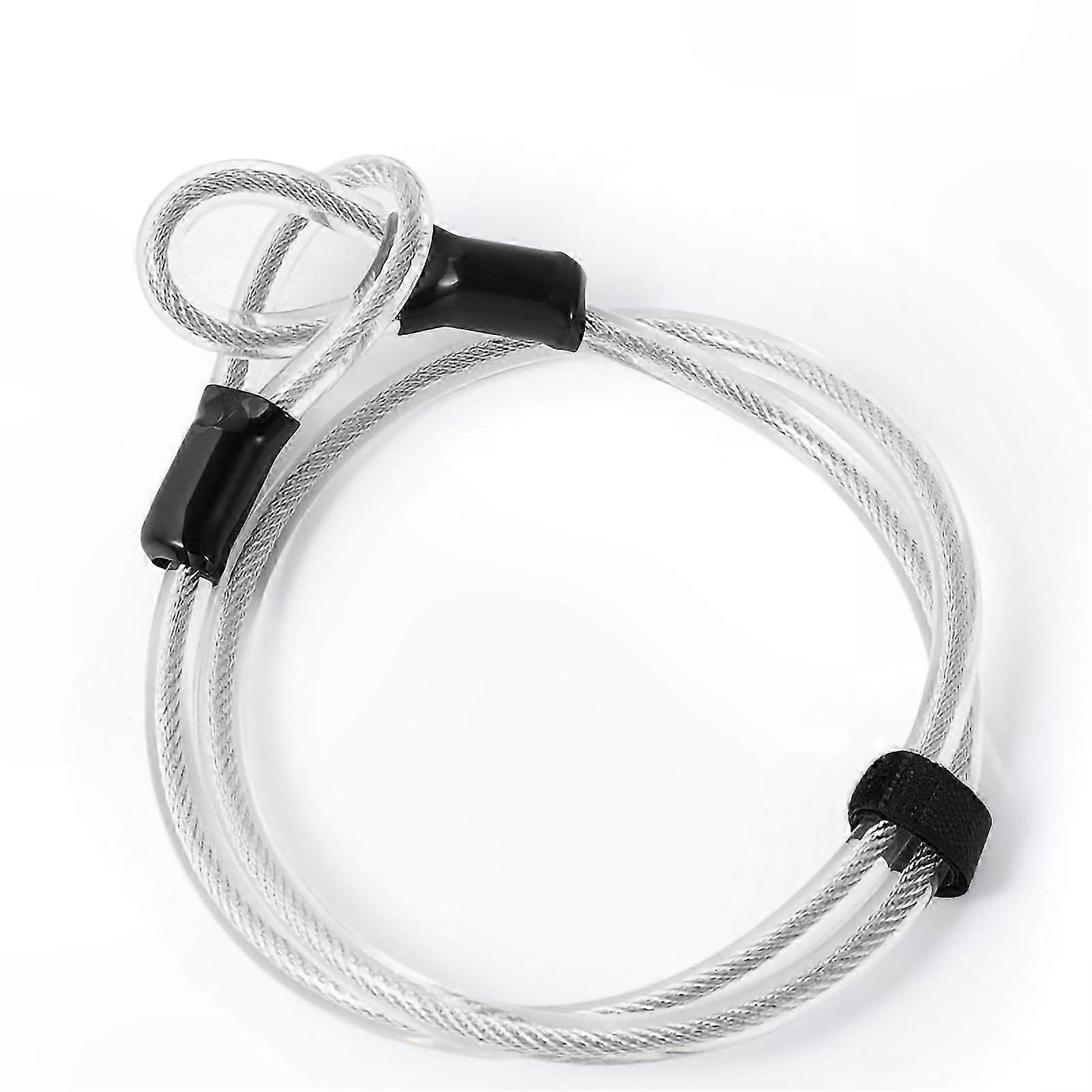 High-Strength Flexible Steel Cable for Bicycle Security, Scratch-Resistant, Double Loop Design, Silver