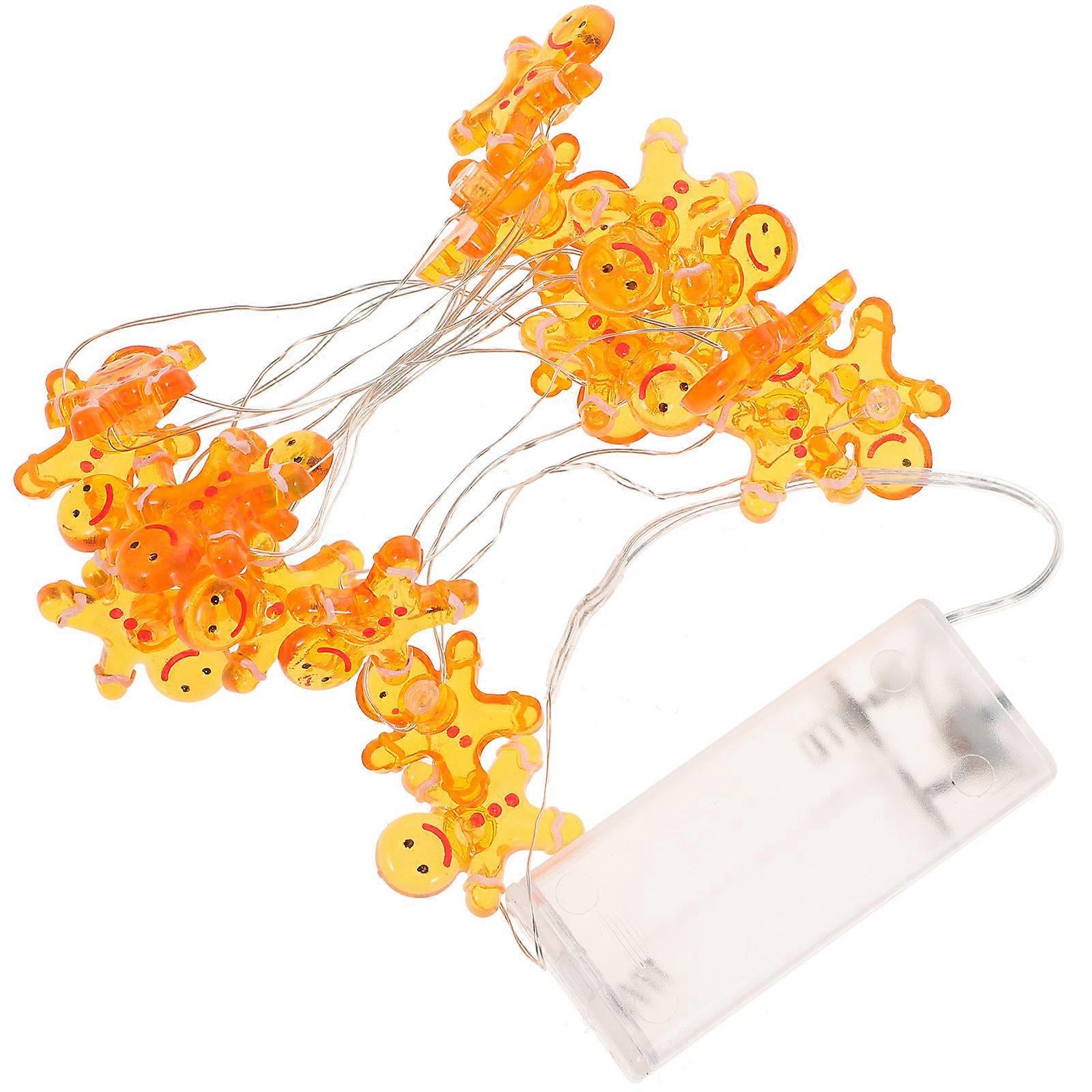 Gingerbread Man Lamp String Warm White Decorative Christmas Lights for Indoor Holiday Ambiance Battery Operated Easy Use