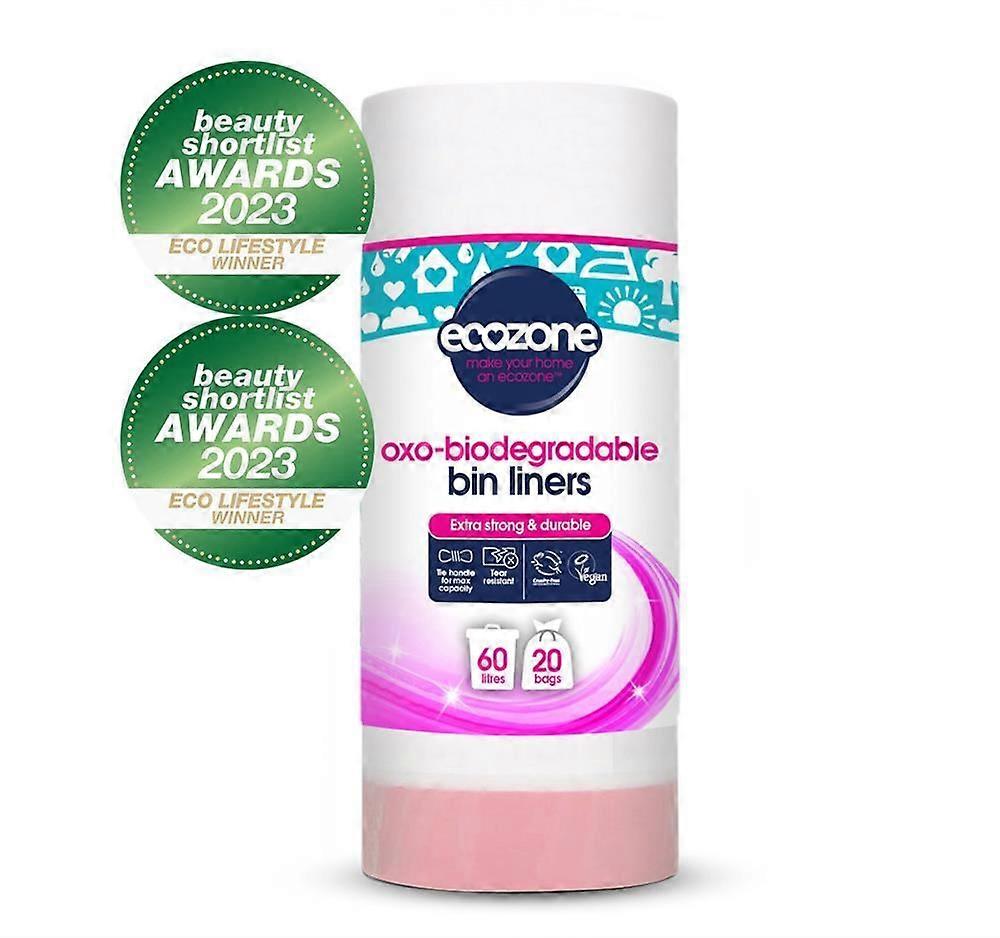Ecozone Biodegradable Bin Liners - 60lt - 20 bags - 3 Pack