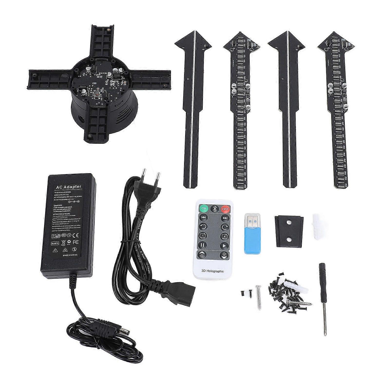 3D Holographic Advertising Machine 2000x596 596pcs LED Chips Built in 8GB Memory Card Hologram Fan for Windows 7 10 for IOS for Android EU Plug