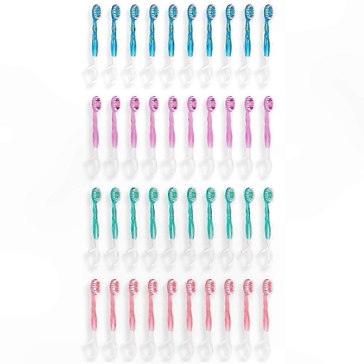 5-in-1 Disposable Mini Toothbrushes, 40 Pack Individually Wrapped for Travel Convenience
