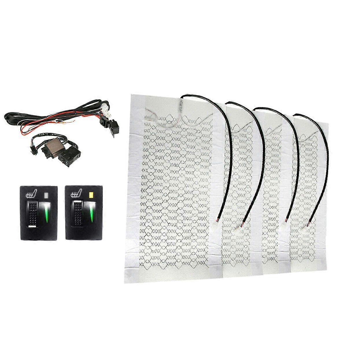 4PCS Car Seat Heater 12V Heated Seat Heating Pads with 2 Dial 5 Level Switch for Toyota Prado Corol