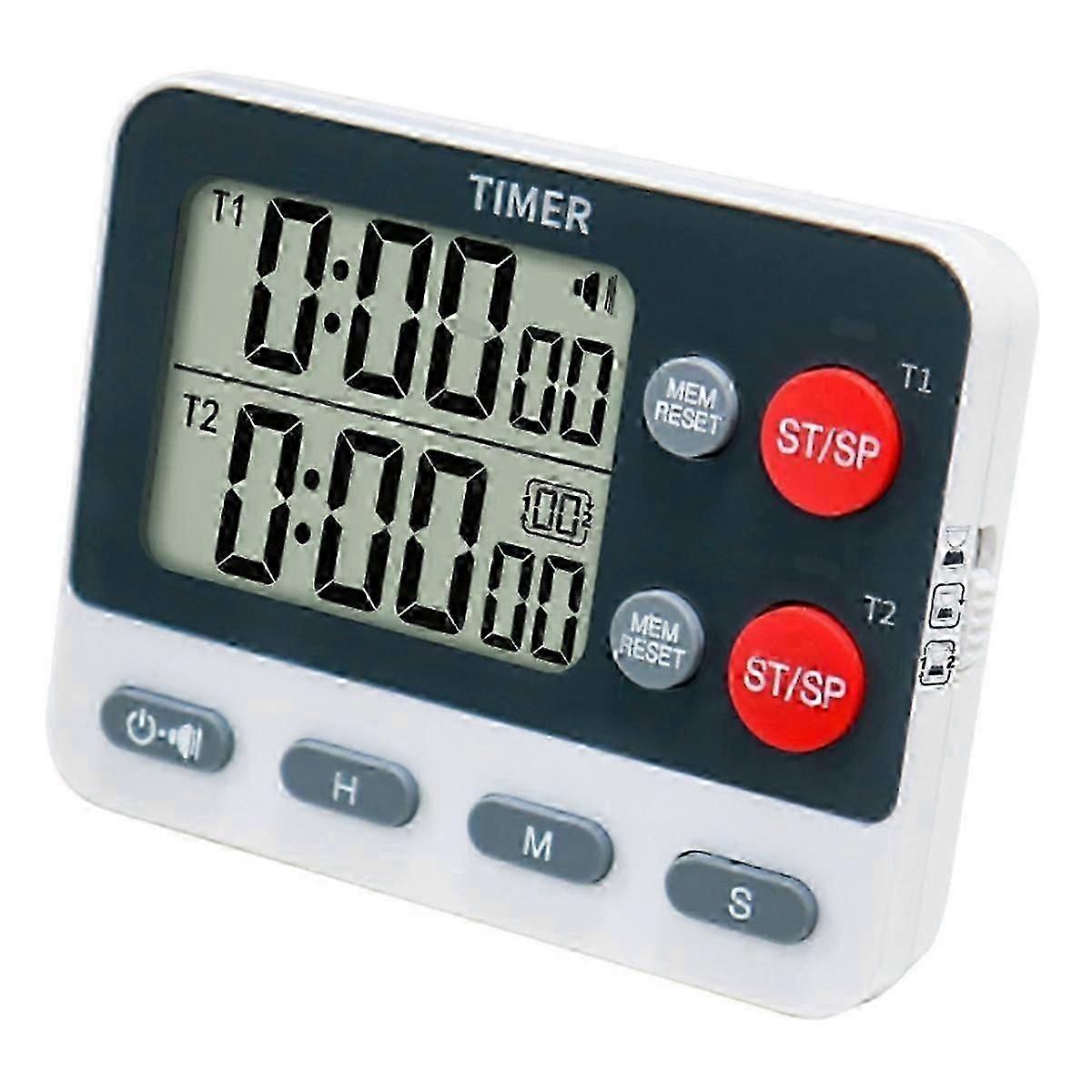 Dual Group Cycling Timer for Kitchen: Three Timing Options, Mute/Turn Off Memory Function for Cooking & Studying