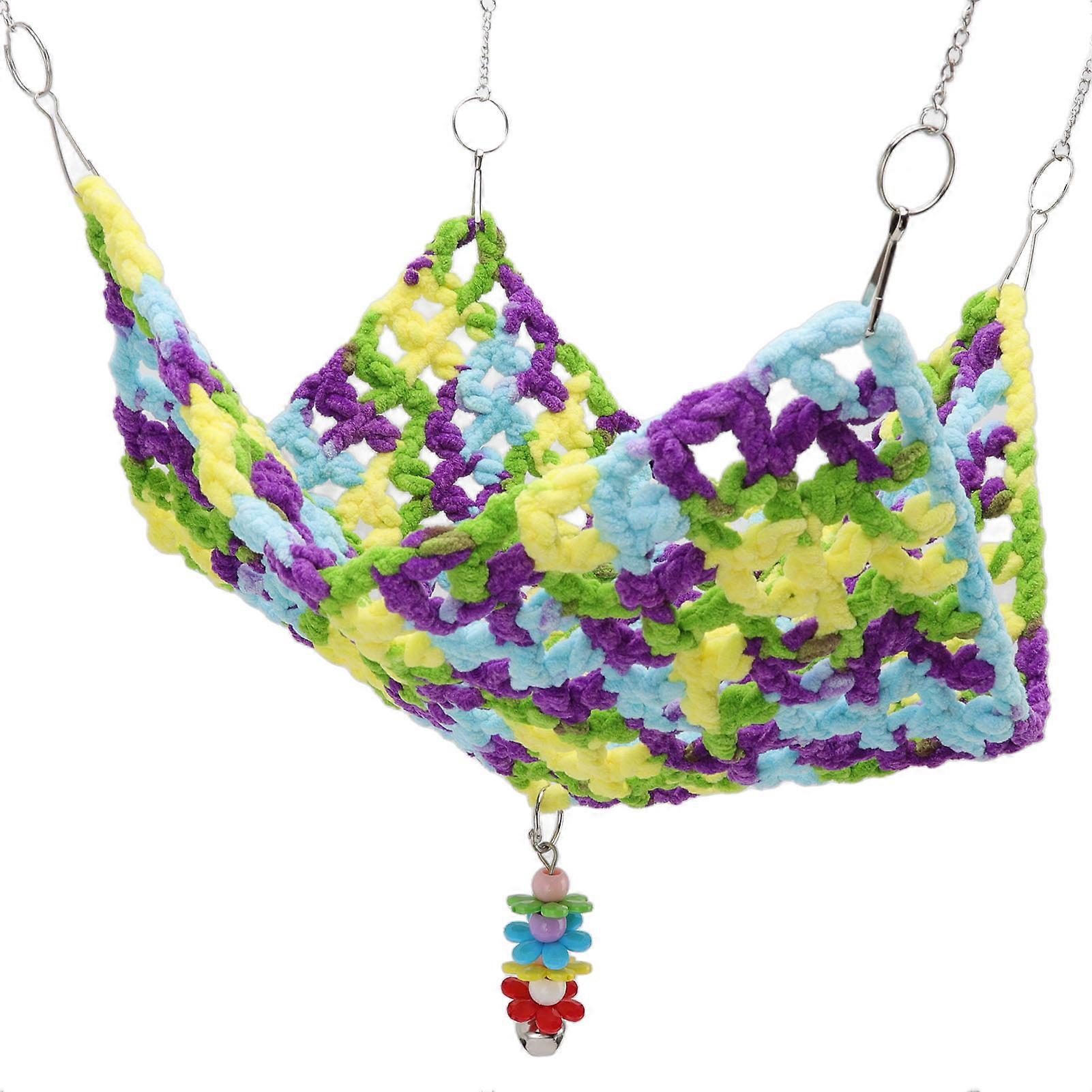 Pet Weave Hammock 35x35cm Woolen Thread Small Pet Bed Green Blue