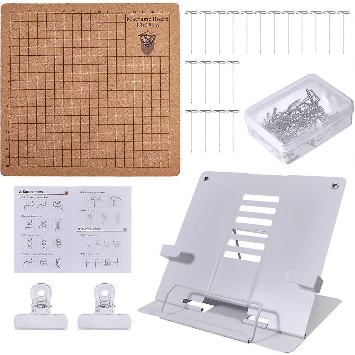 8x8In Macrame Board and 50pcs Pins with Adjustable Stand Weaving Tool Supplies for Braiding Cording