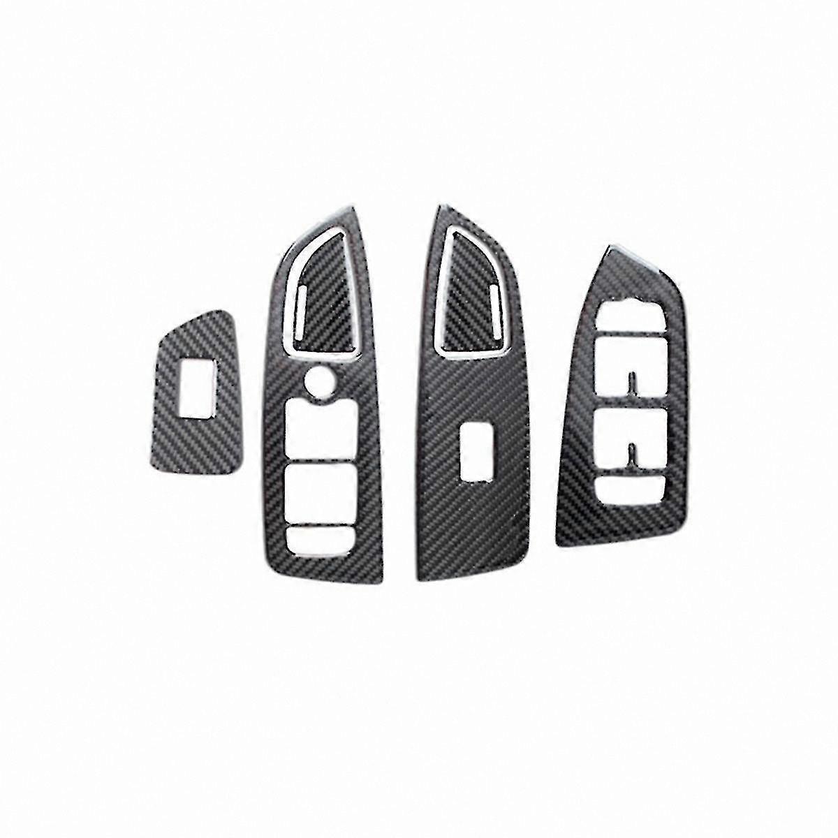 Carbon Fiber Style Window Control Button Cover for Car Door Armrest Panel 2017-2019 Models