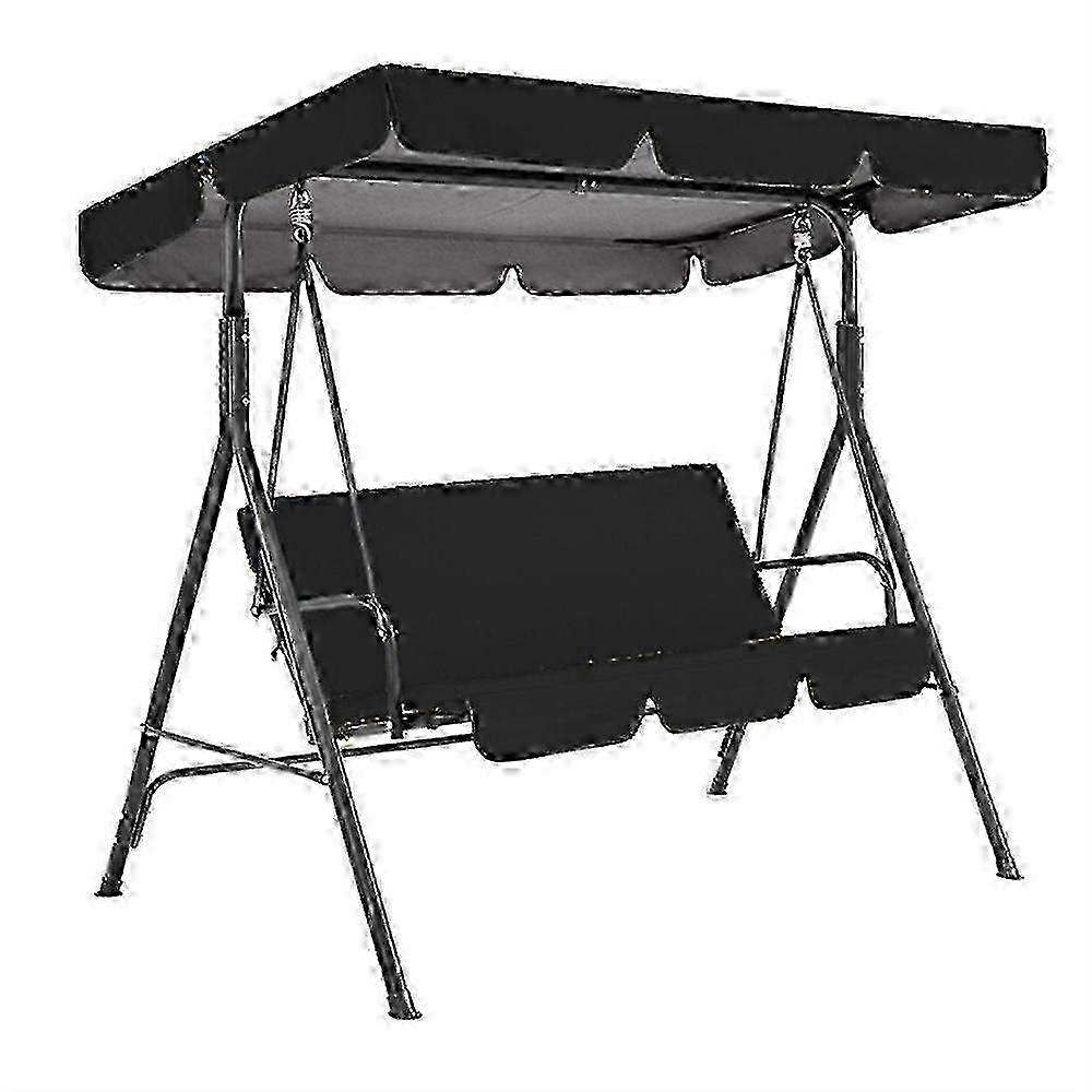 Steel hanging bench for patio with weatherproof canopy and comfortable seating