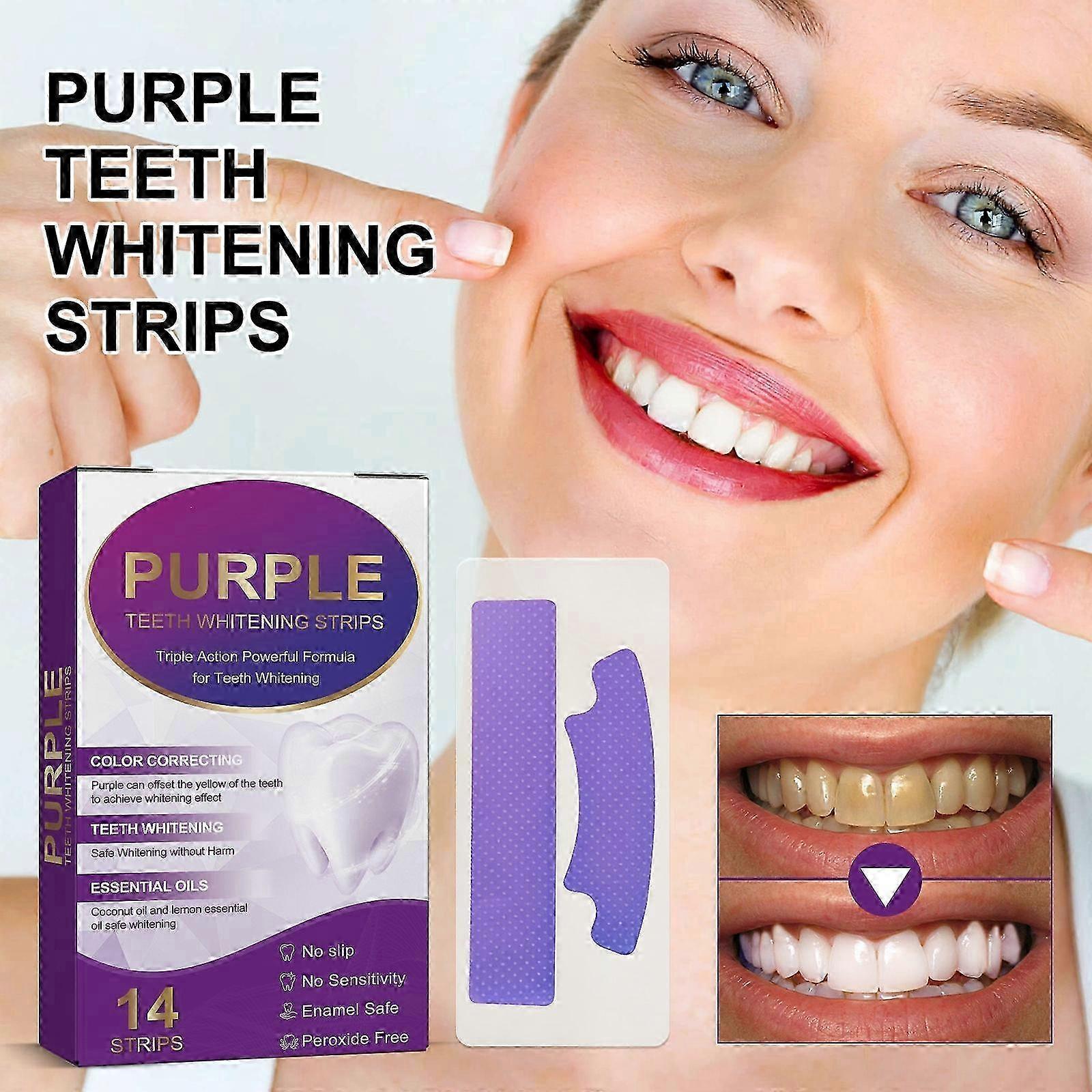 2025 Purple Teeth Whitening Strips, Enamel Safe Teeth Whitener Color Correcting Strips, Sensitive Friendly Teeth Whitening Strips
