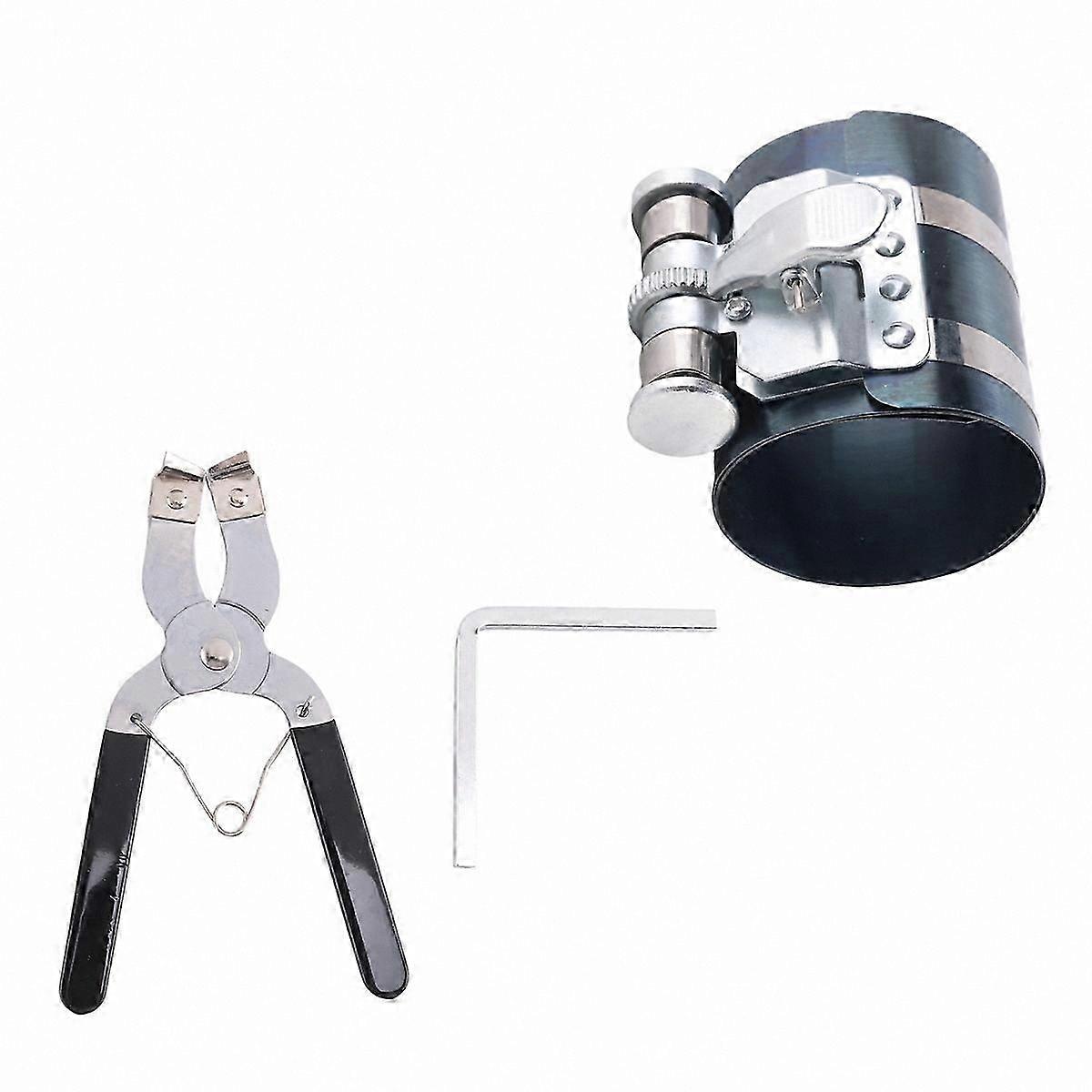 2-Piece Ratchet Piston Ring Compressor and Installer Pliers Tool Set