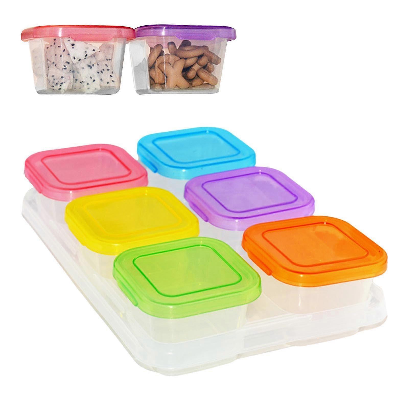 Baby Jars Food Storage With Lids, Reusable Freezer Snack Containers, Freezer Tray, 6Grid Color