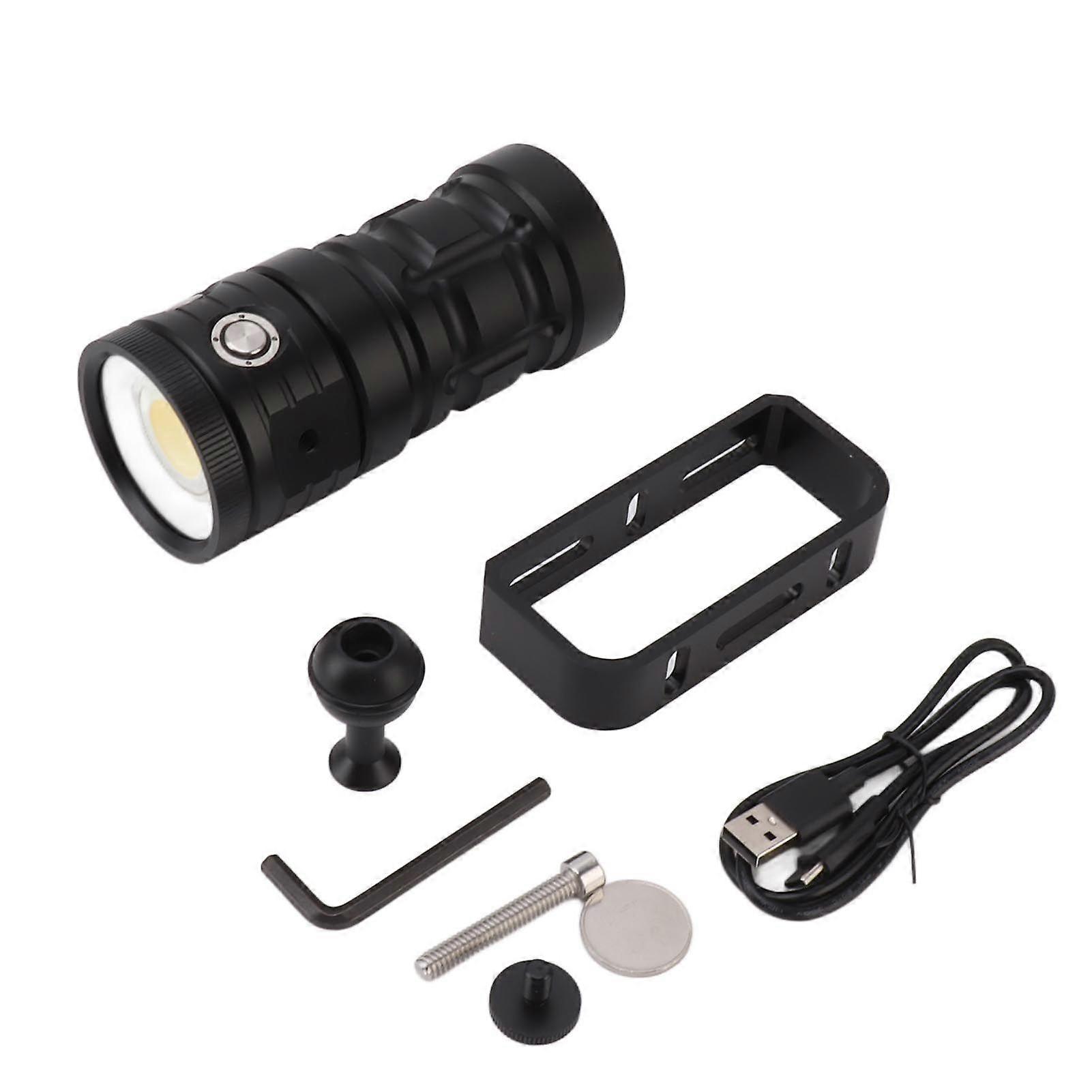 LED Diving Flashlight 18000LM IPX8 Waterproof USB Underwater 100M Scuba Diving Torch Light with 3 Light Source for Cave Diving Freediving