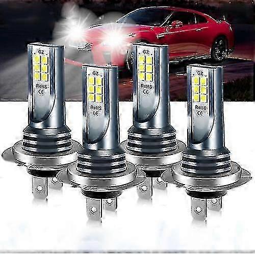 H7 LED Headlight Bulb Kit 6000K 220W 60000LM High Low Beam 4x Pack