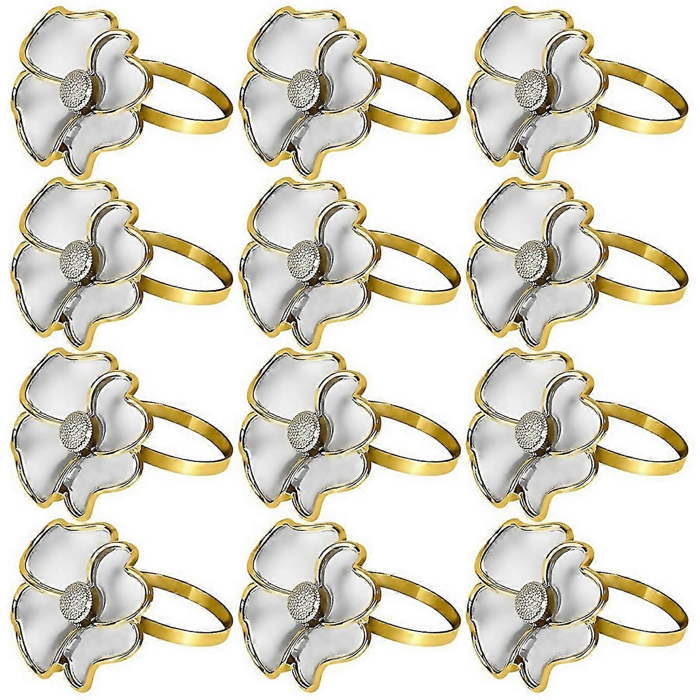 For Flower Napkin Rings For Paper Napkins And Table Cloths 12pcs Gold