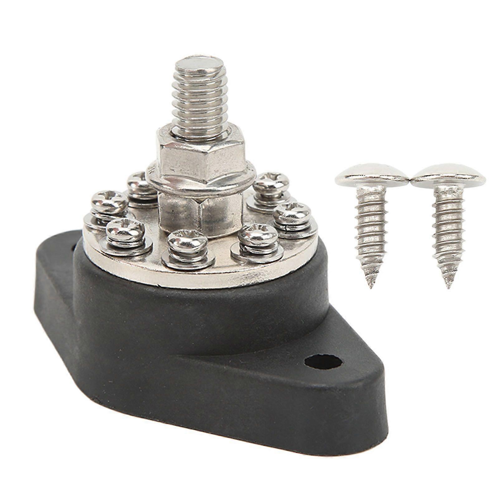 3/8in Black M10 Single Stud Power Distribution Terminal 12V 48V 160A Battery Junction Post Bus Bar Block Stud for Cars RVs Ships Trucks