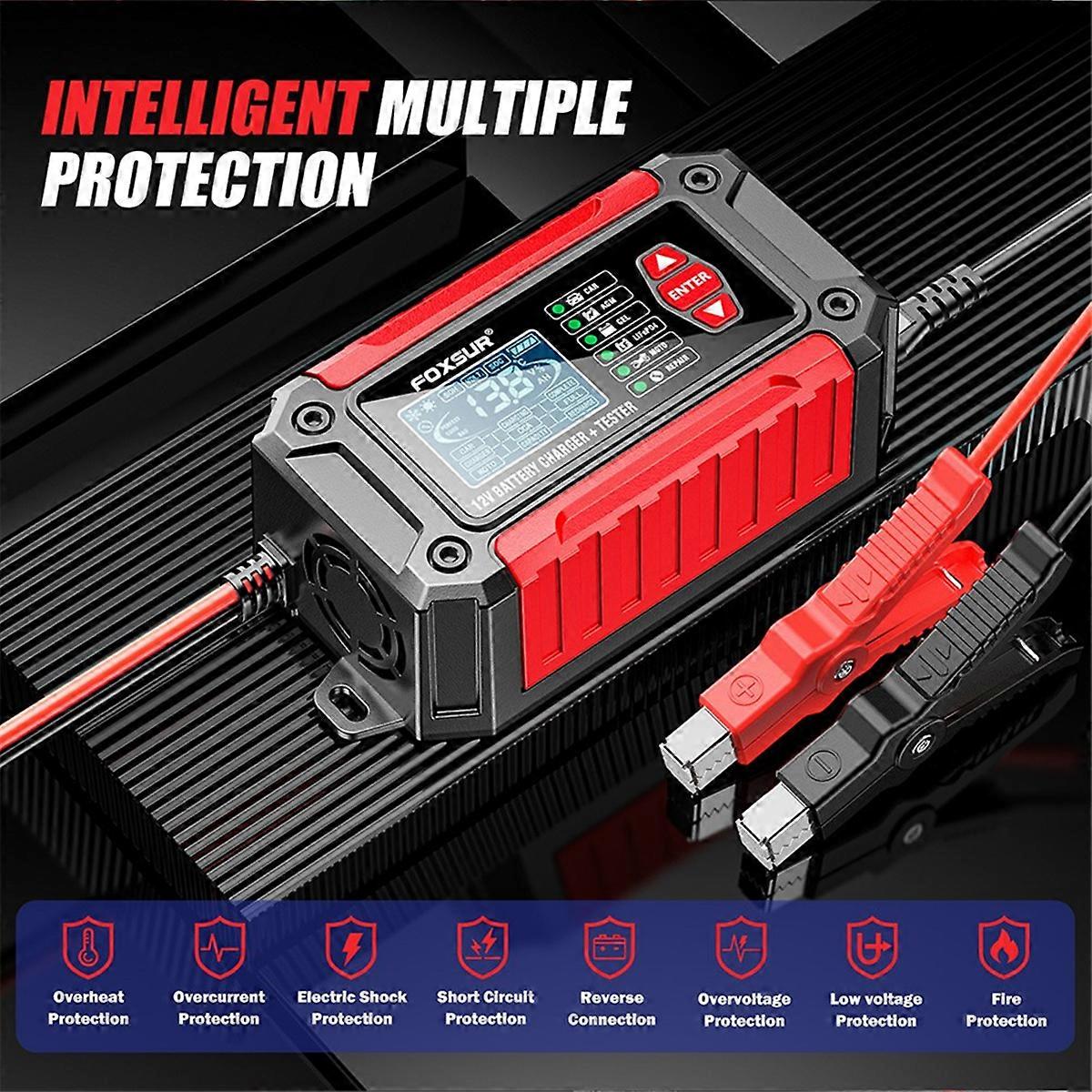 2 in 1Smart Car Battery Charger Tester, EU Plug
