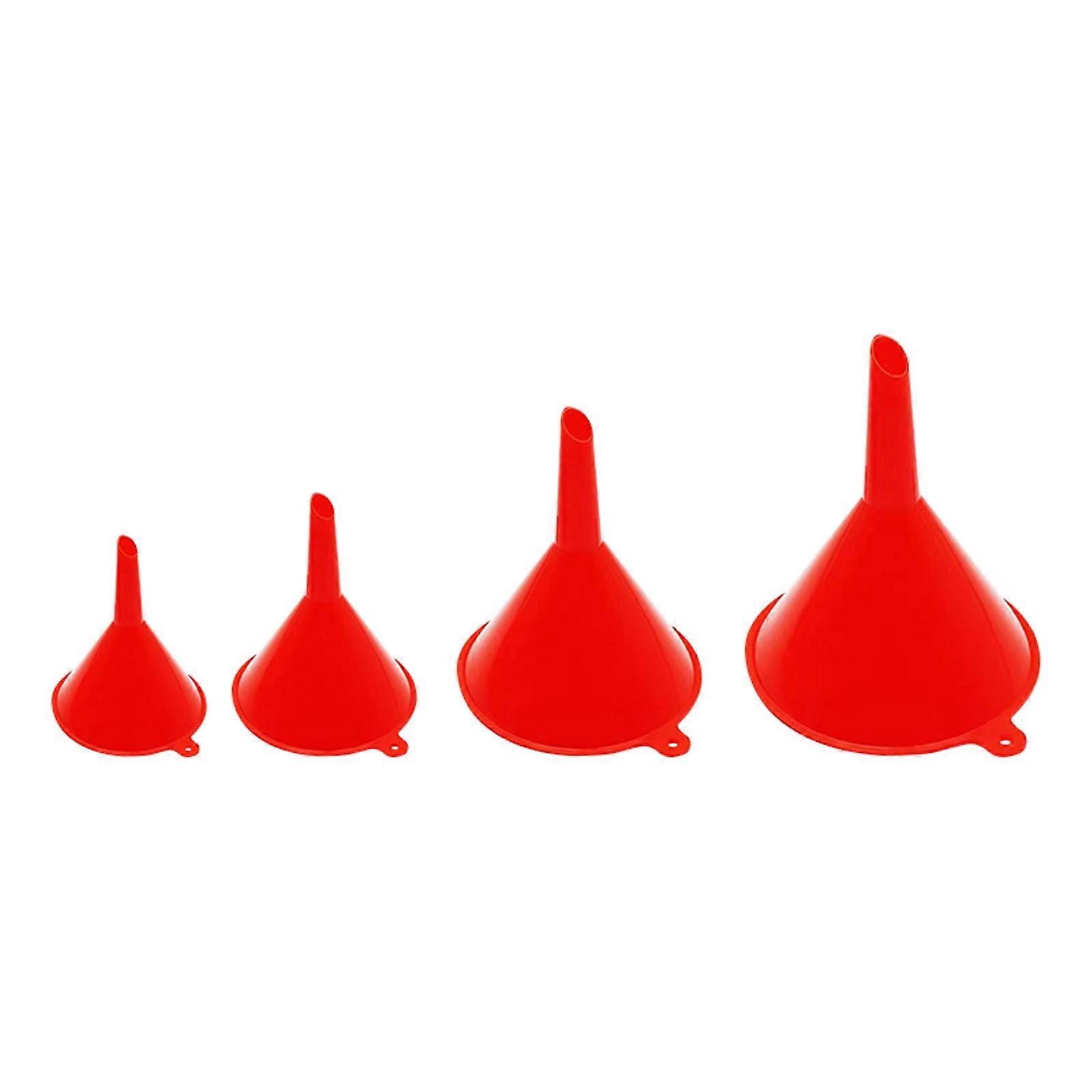 WIQUOKETT Small Red Funnel 4 Piece Set of Simple Portable Household Funnel Oil Funnel