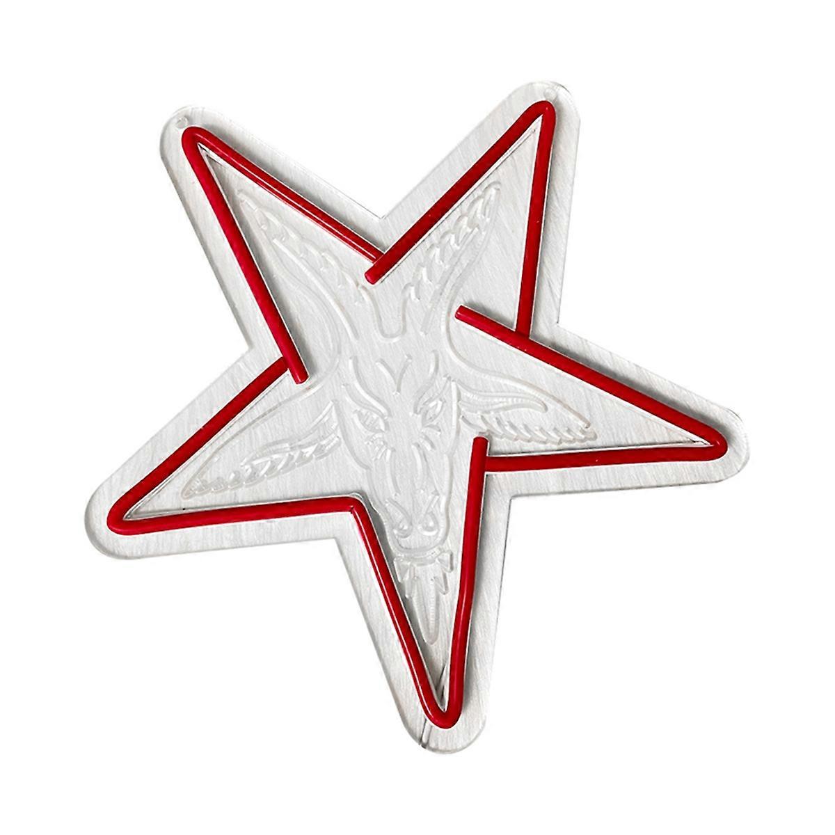 Baphomet Gothic Neon Sign, Three-Dimensional and Inverted Five-Pointed Star Wall Art Wall Lamps, Ho