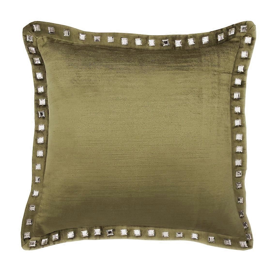 HomeCentric Cushion Covers for Couch, Pack of 2, 14x14 inch, Velvet Throw Pillow Covers, Solid Color - Sage Green Compatible with Crystal Palace