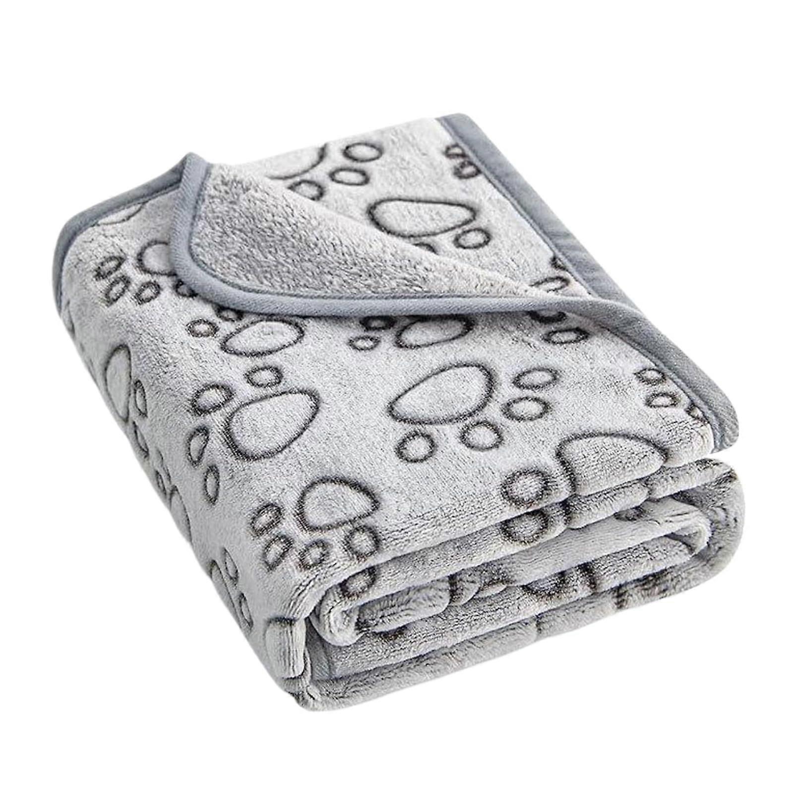Paw Print Blanket - Warm Fleece Pet Bedding, Soft Dog Mat Cover, Cat Nest Comforter, 400x600mm Plush Quilt