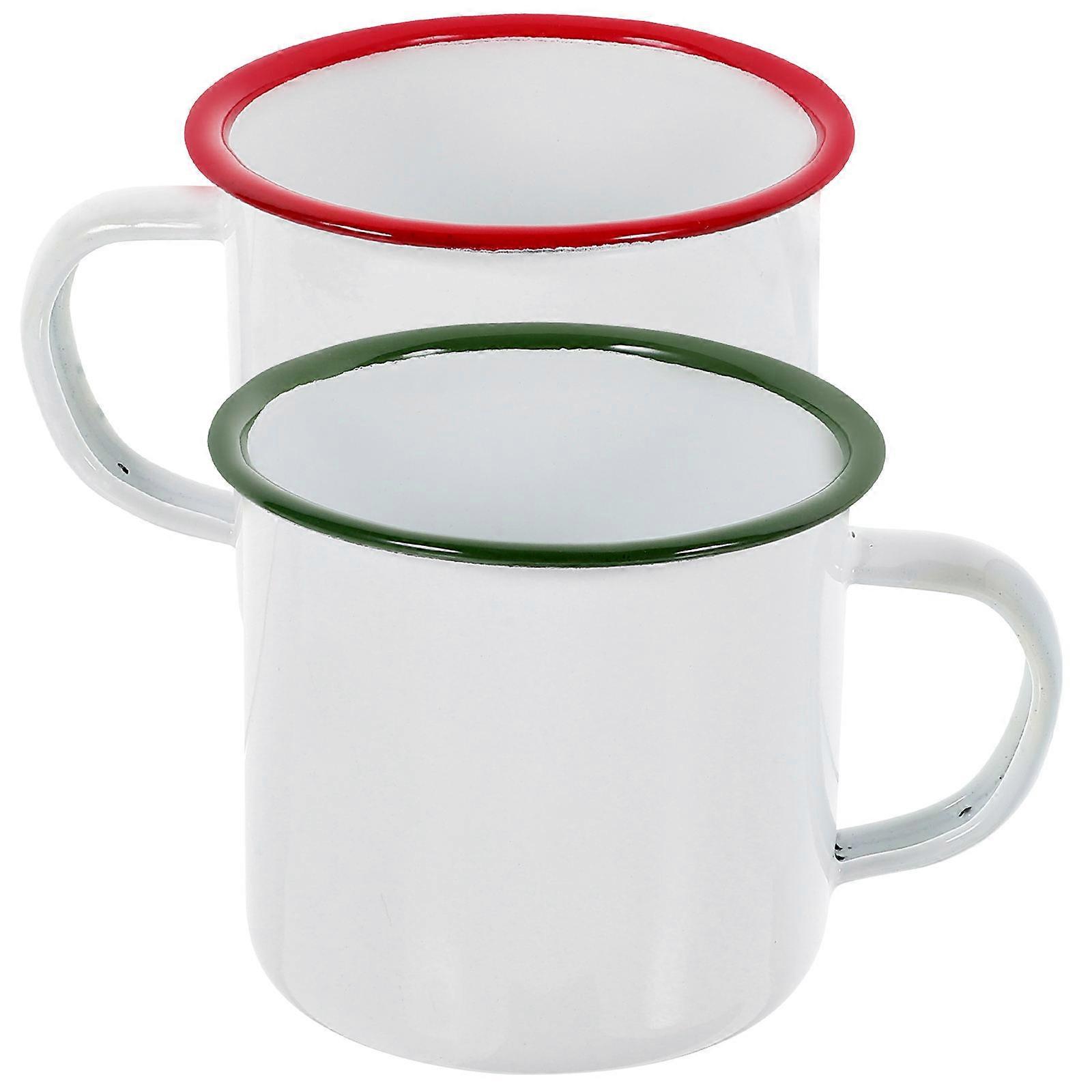 Cylindrical Enamel Coffee Mug 6 Pcs Ideal For Outdoor Camping Juice Beverages As A Gift Durable And Practical