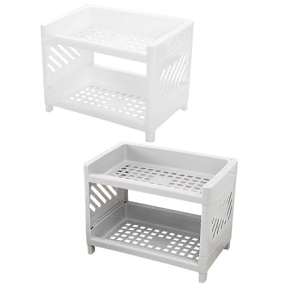 Plastic Dual-Layer Storage Rack for 4Pcs Kitchen Countertop Organizer