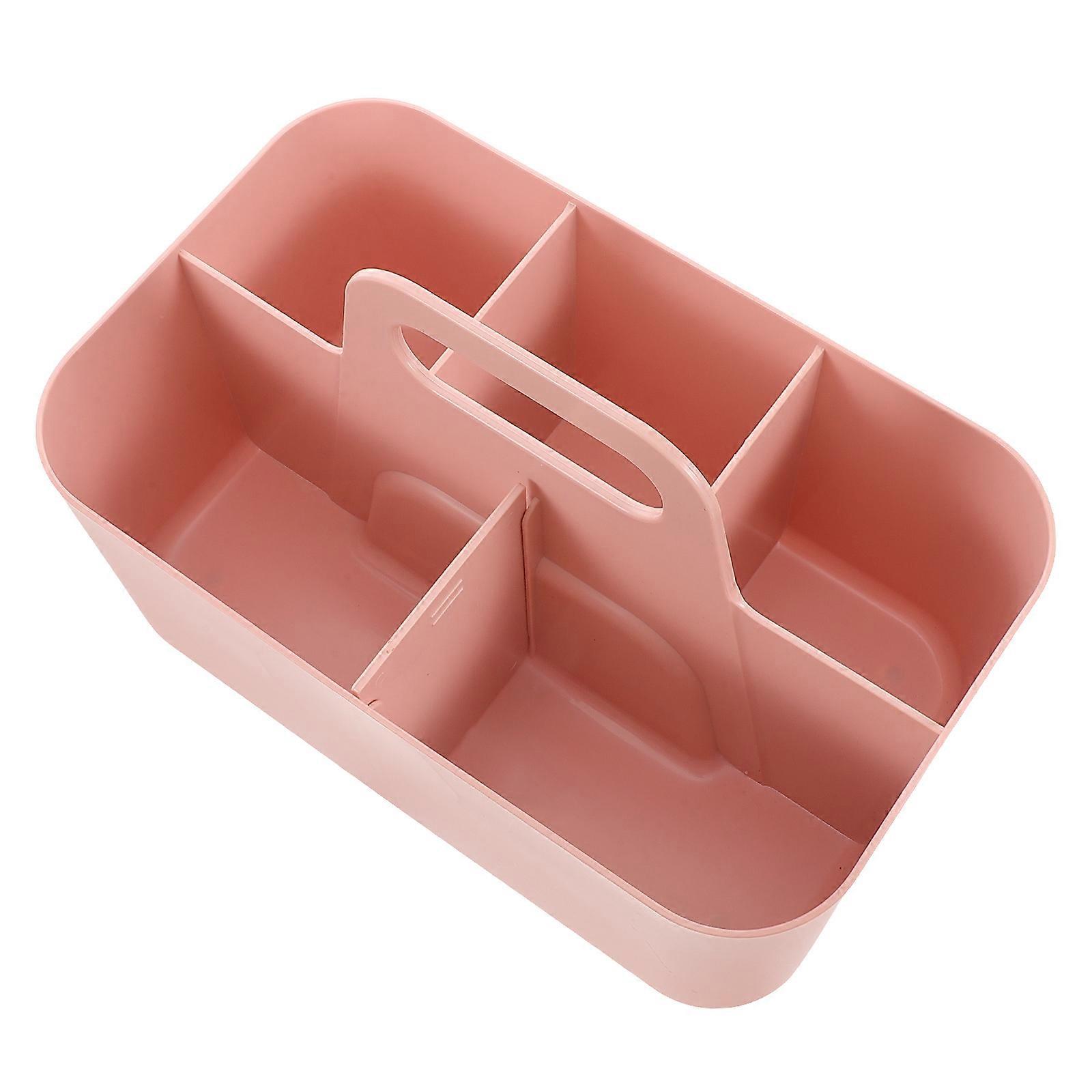 Pink Multi-Functional Desk Organizer with Handle for Storage Use 3Pcs Plastic