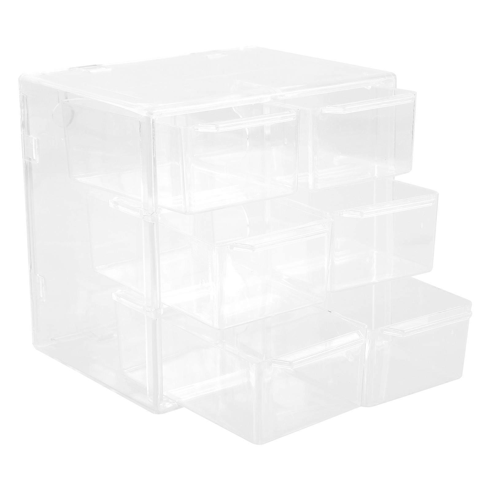 2Pcs Transparent Acrylic Contact-Lens Storage Box for Desktop Drawer Type