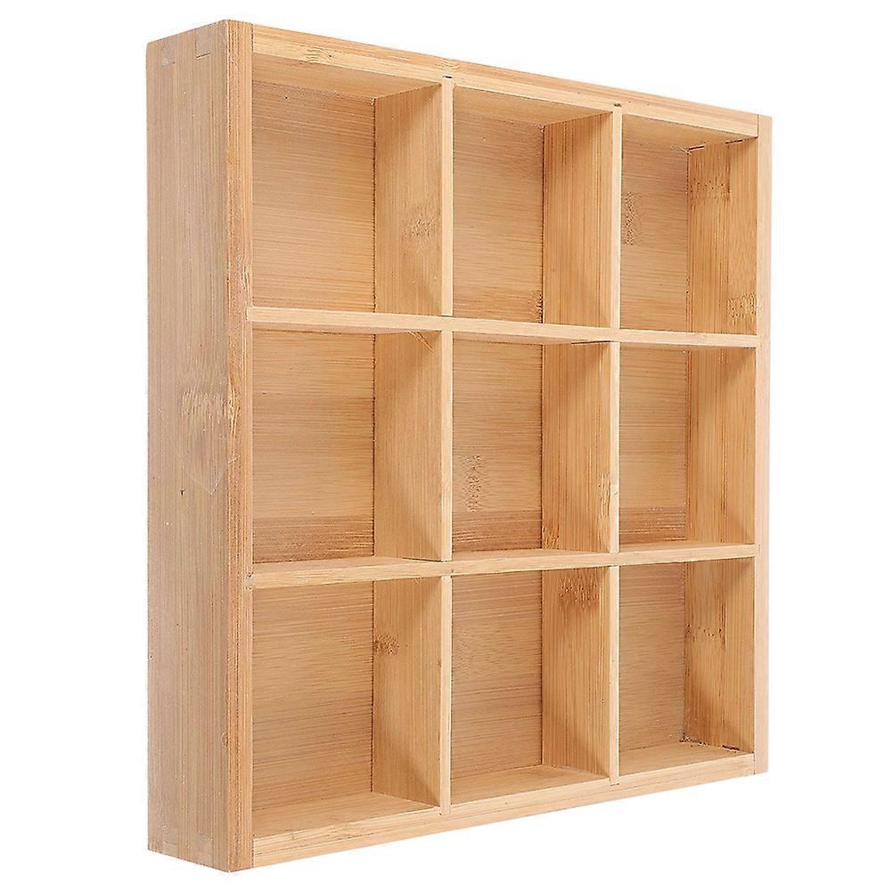 Multi-Grid Bamboo Serving Plate for Storage 9-Section Divided Food Tray