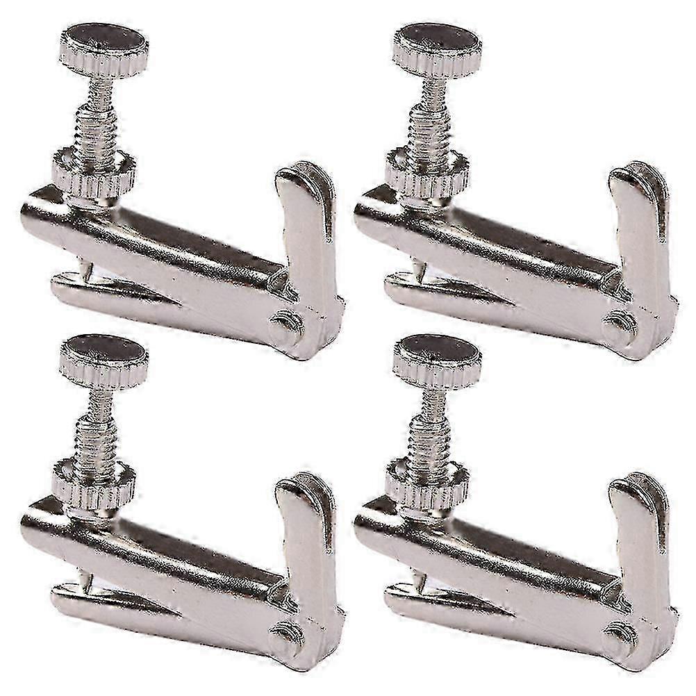 4pcs Violin String Adjuster Fine Tuning String Fine Adjuster Tuners For Violin Size S (silver)