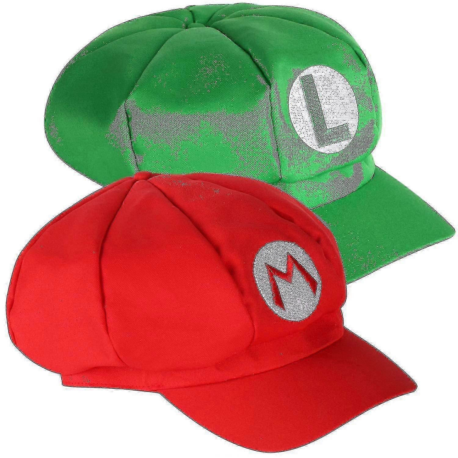 Pack Of 2 Mario And Luigi Hats Red And Green Video Game Theme Caps A Hk