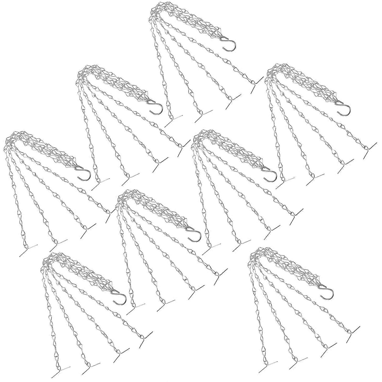 Flower Basket Hanging Chain for Home Use with Hooks 16Pcs Silver Iron Chains