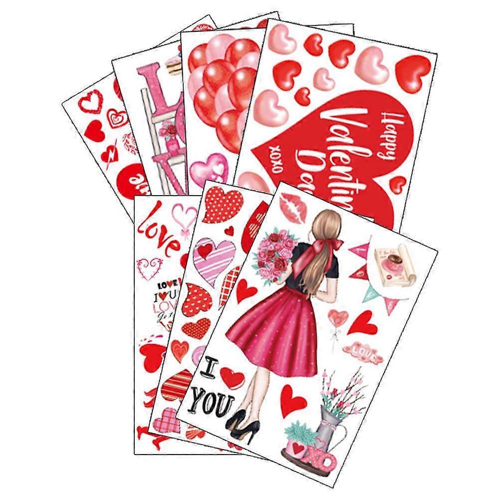 Valentine Day Decorative Window Clings PVC Stickers 5Sets Red