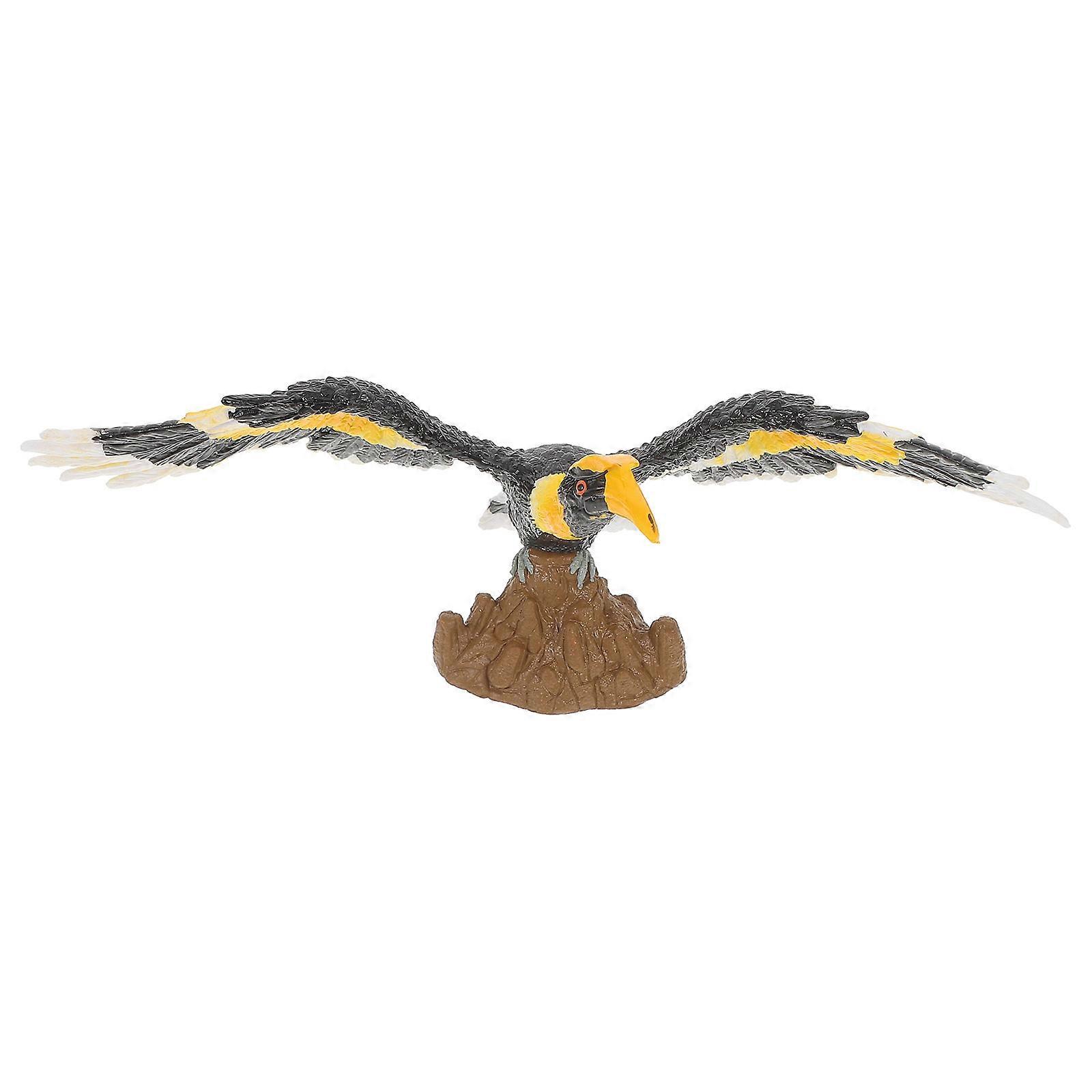 Hornbill Bird Simulation Statue for Decor 3Pcs Black ABS Artificial Figurine