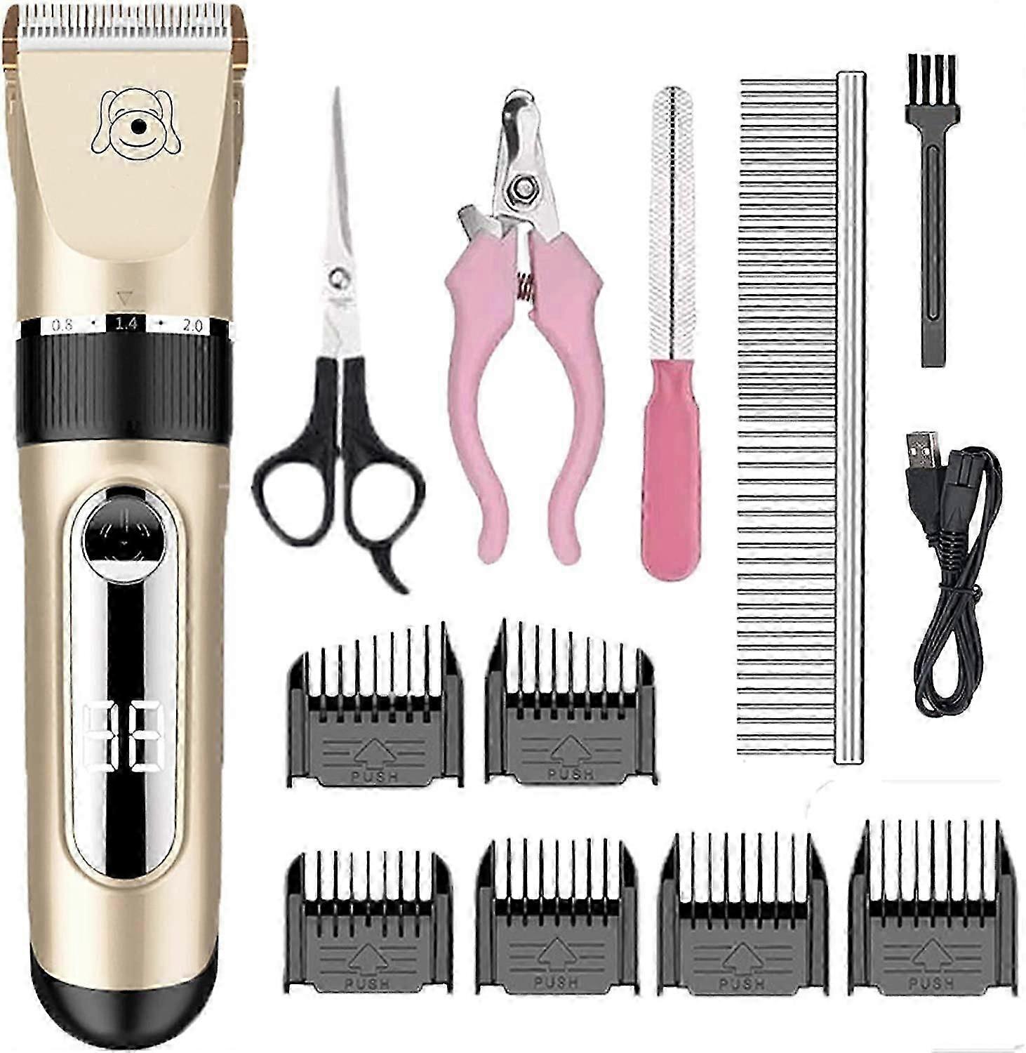 suitable for dog and cat, cordless rechargeable low noise hair clipper with 6 combs