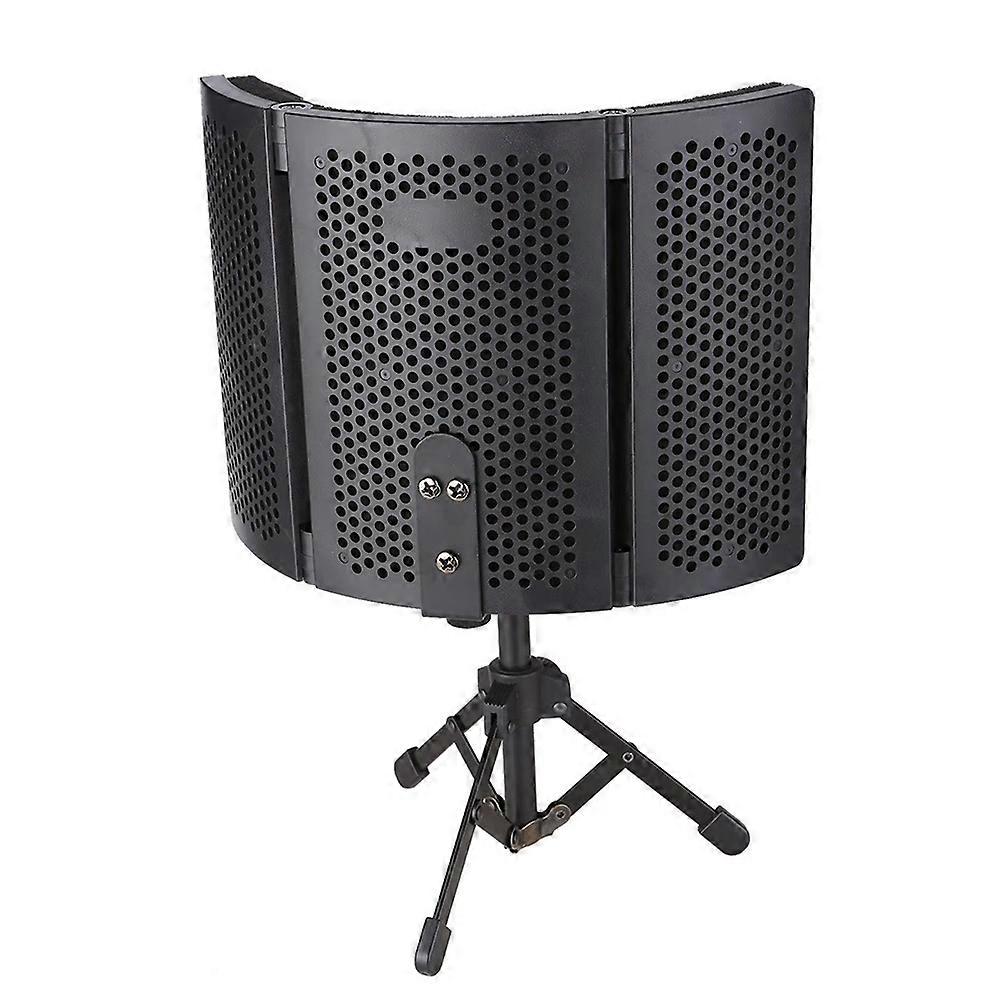 3 Sides Studio Microphone Isolation Shield with Metal Tripod Stand for Studio Broadcast Podcasts Recording Vocals