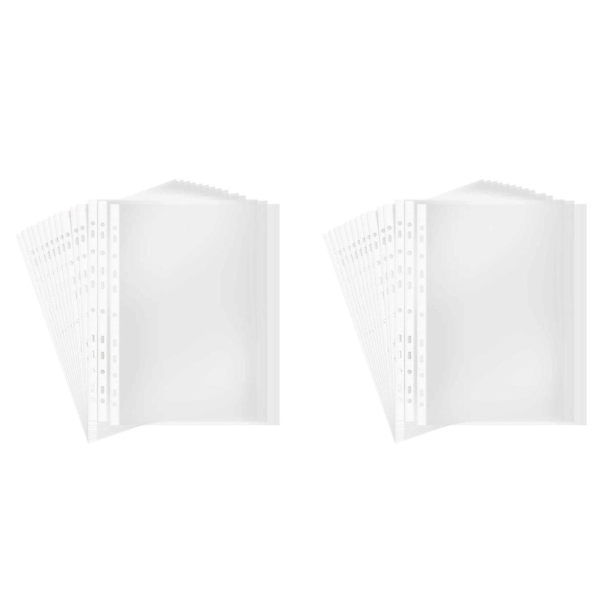 100Pages A4 Punched Pocket,Clear 11-Hole Sheet Protector Binder