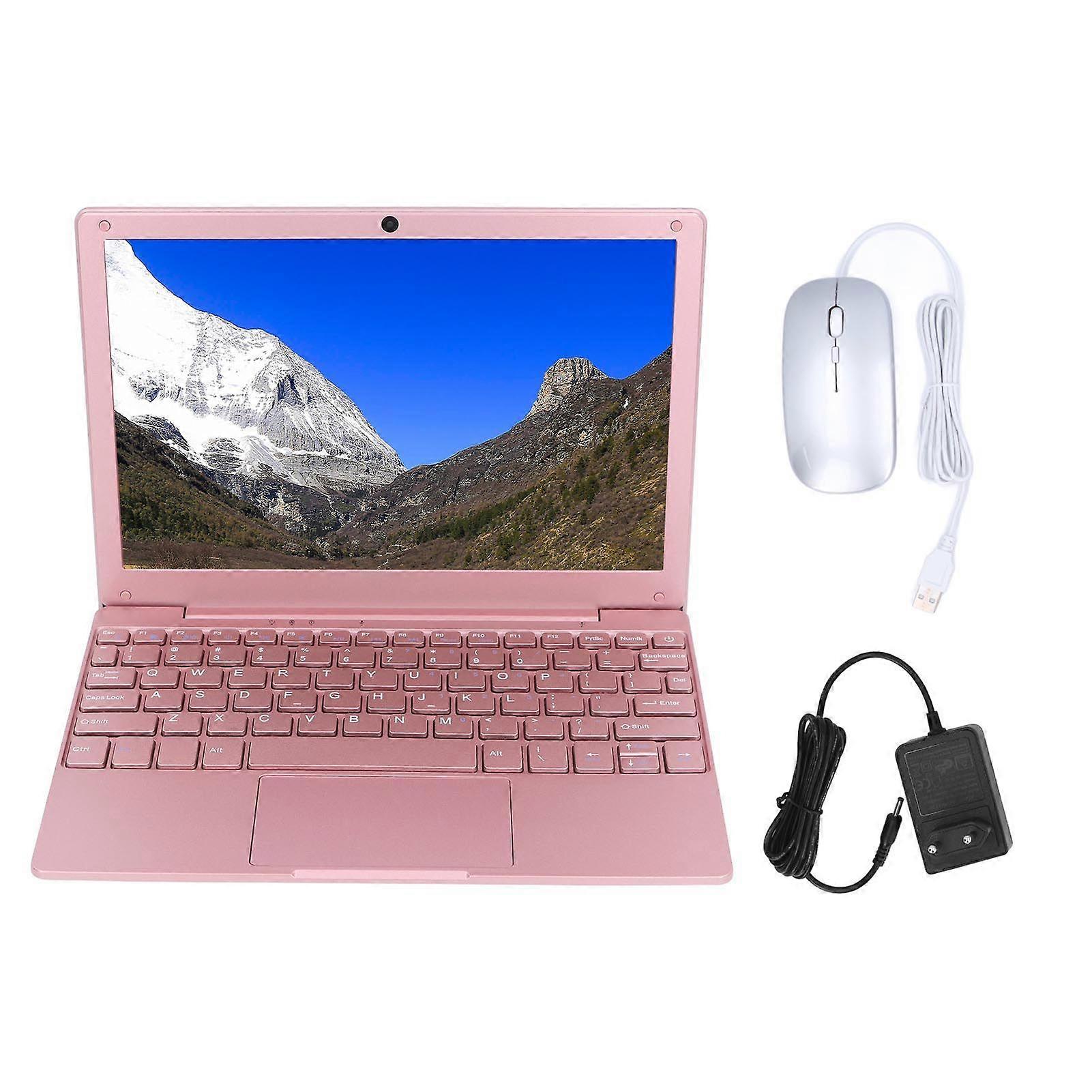 10.1 Inch Mini Laptop IPS Display Ultra Light for Celeron N4020 Rose Gold Portable Notebook Computer for Wins11 PRO EU Plug 100240V 8GB+128GB