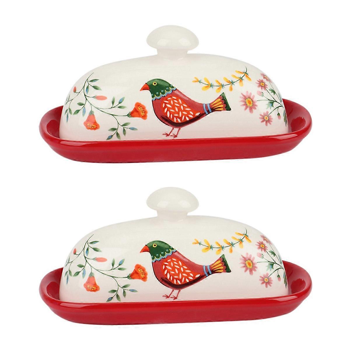 Food Container Butter Plate with Lid Kitchen Tableware Cheese Dish A