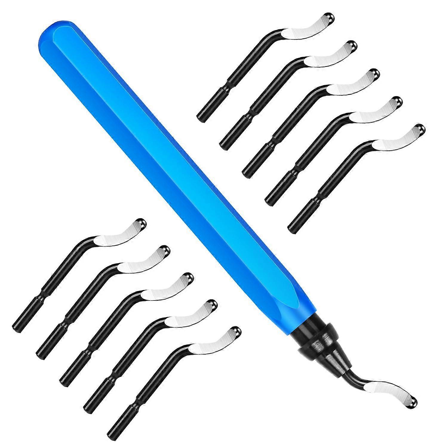 Deburring Tool, Burr Remover Kit with 10 BS1010 Replacement Blades, 360 Rotating Manual Deburring Deburr for 3D Printing, Aluminum, Plastic, PVC, Co