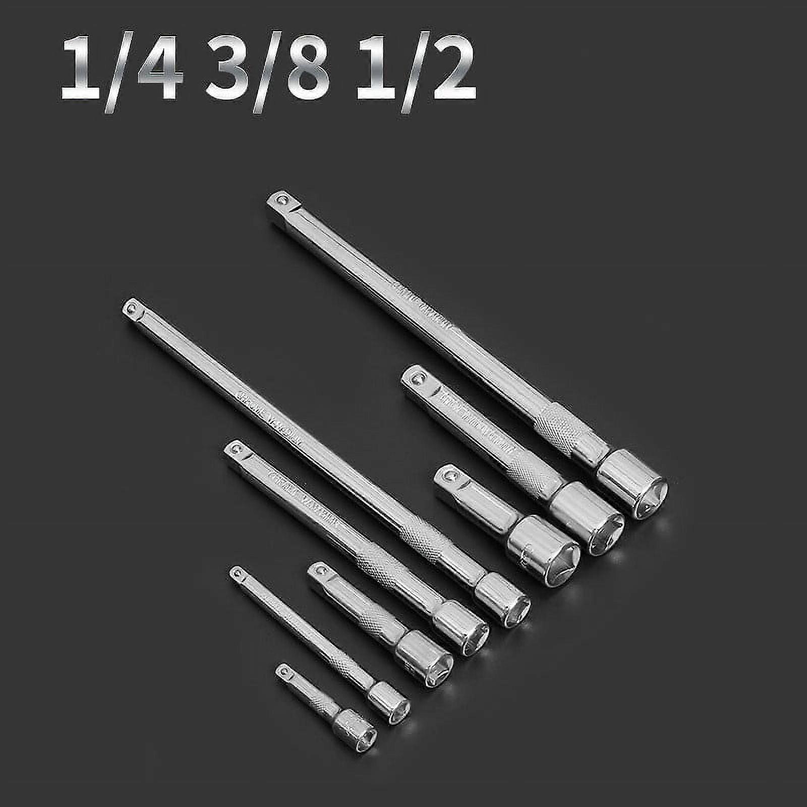 1/2 3/8 1/4 Inch Extension Length Bar Set for Socket Ratchet Accessory Tool 1-4
