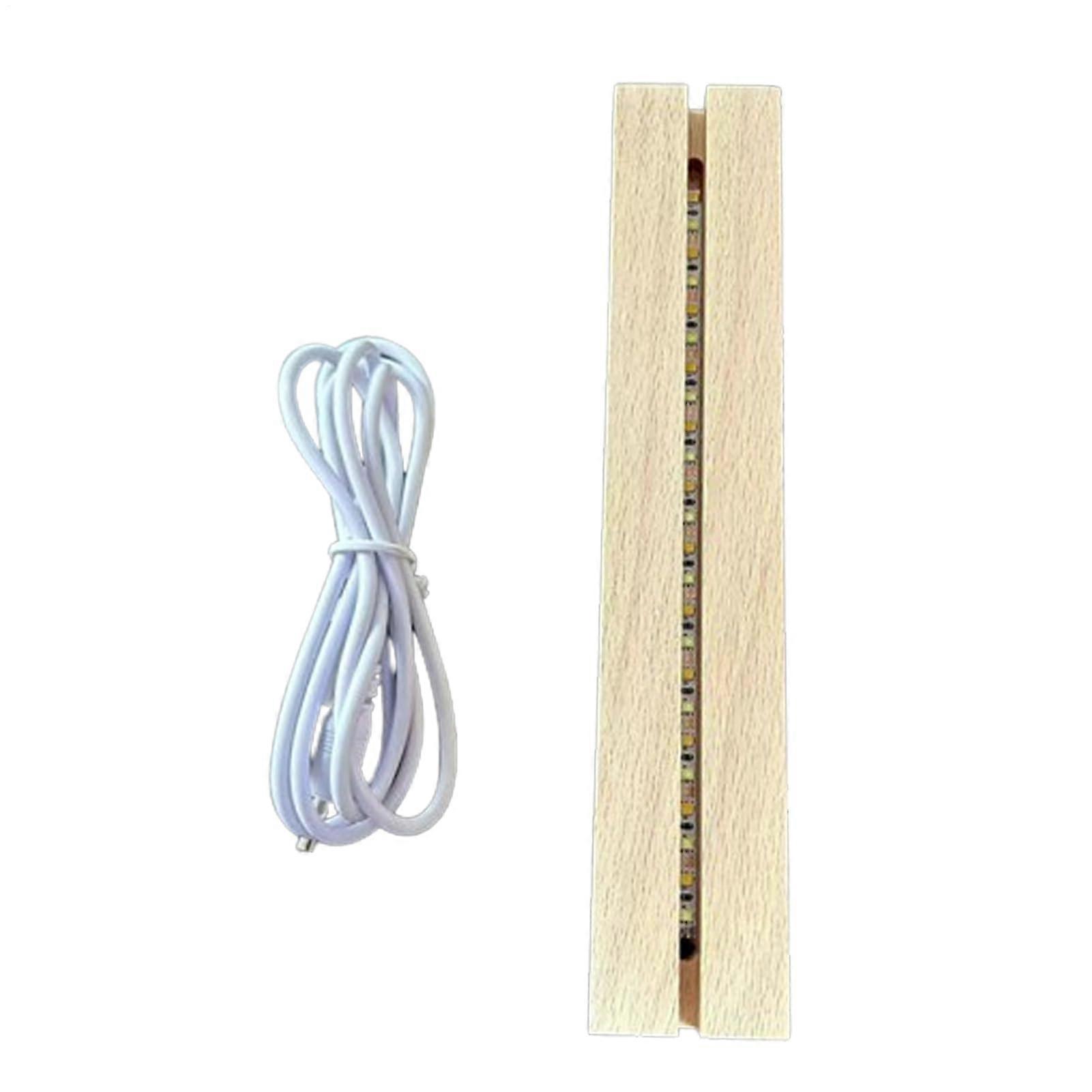 Light Display Pedestal LED Base, Crystal Art Wood Lighted Base, USB Powered 7Color LED Lamp for Acrylic Resin Art 30cm