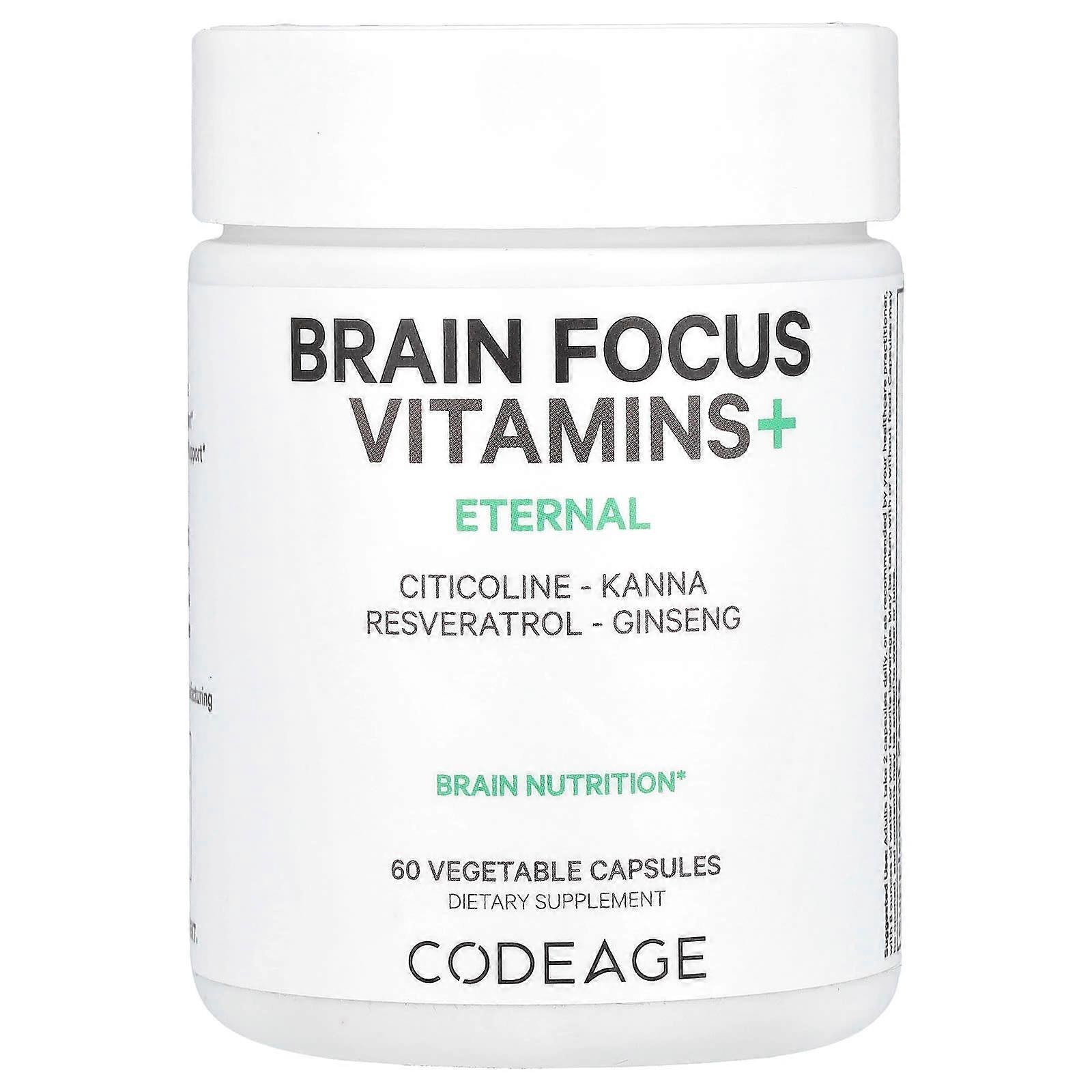 Brain Focus Vitamins+, 60 Vegetable Capsules