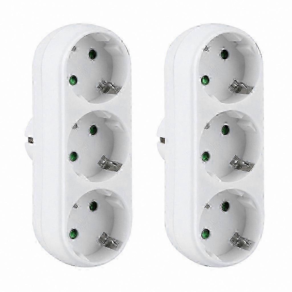 3-Pack Triple Socket Adapter, 16A/250V Multi Plug Outlet Distributor