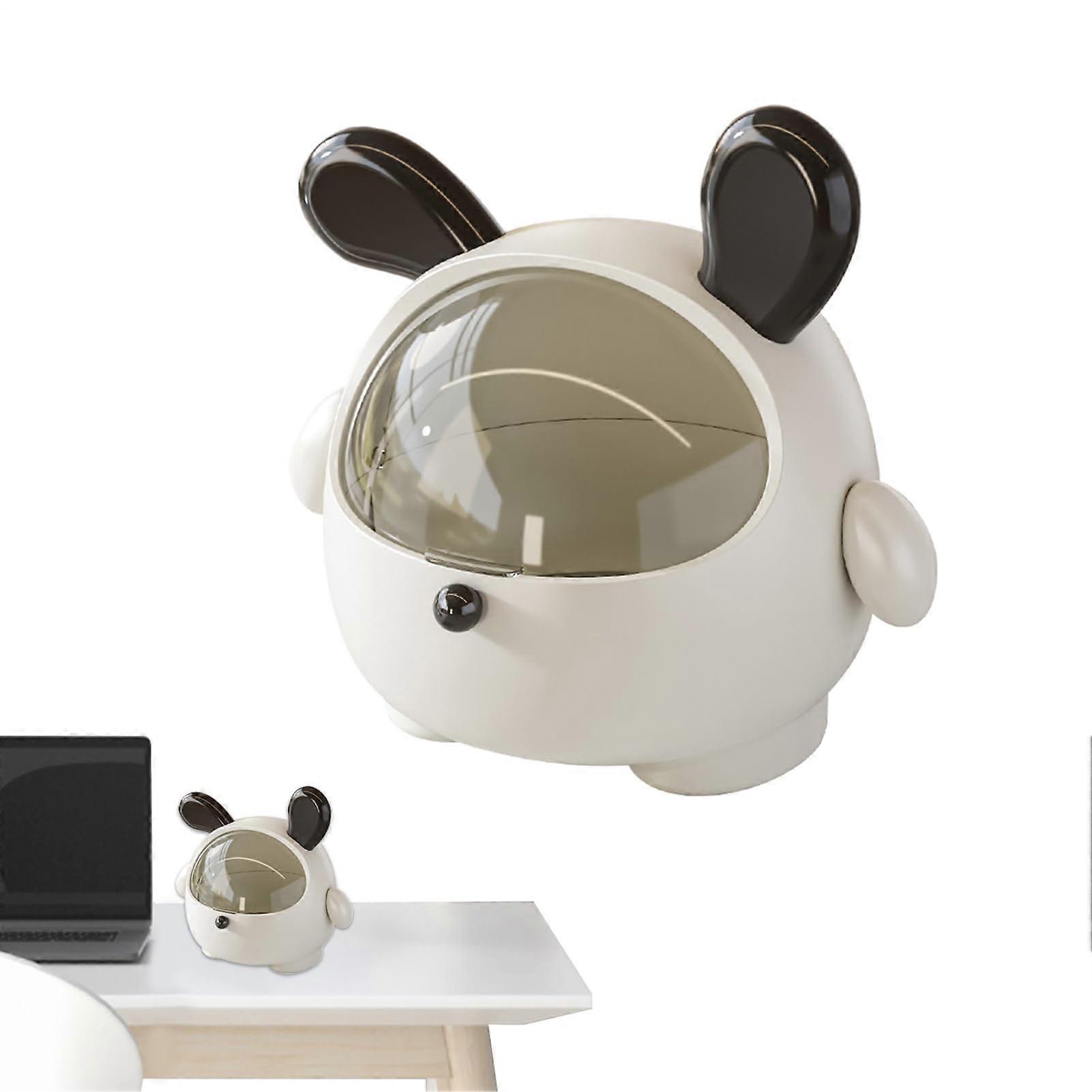 Desk Trash Can Cartoon Animal, Small Waste Can With Lid, OdorProof, Space Saving Desktop Bin For Office, Bathroom