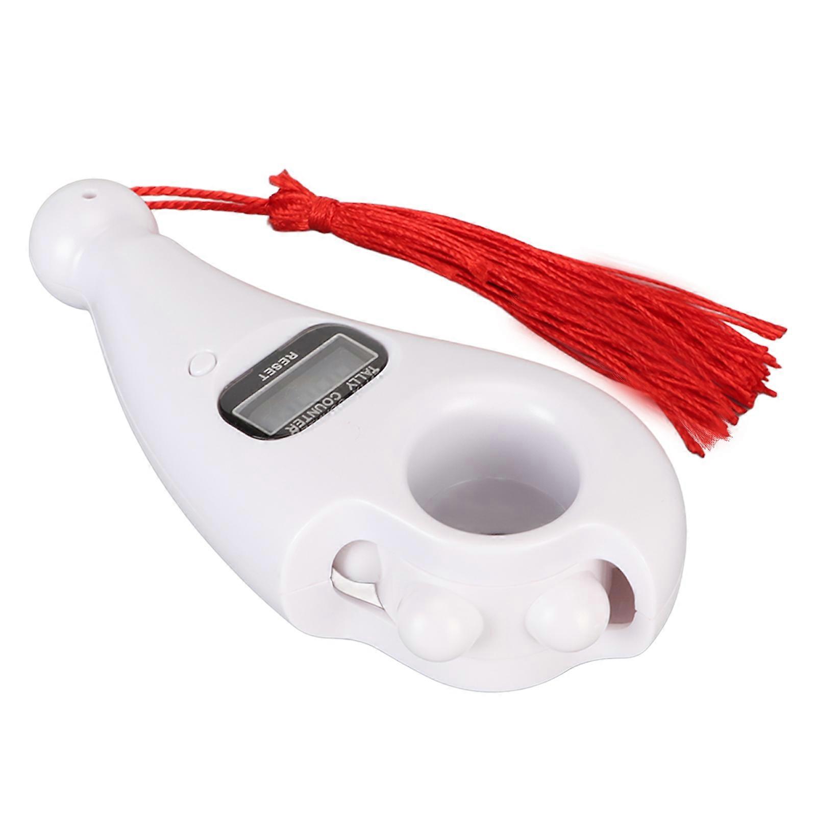 Digital Beads Counter LCD Screen Low Noise Portable Digital Buddha Beads Counter with Tassel for Meditation Relaxation White 